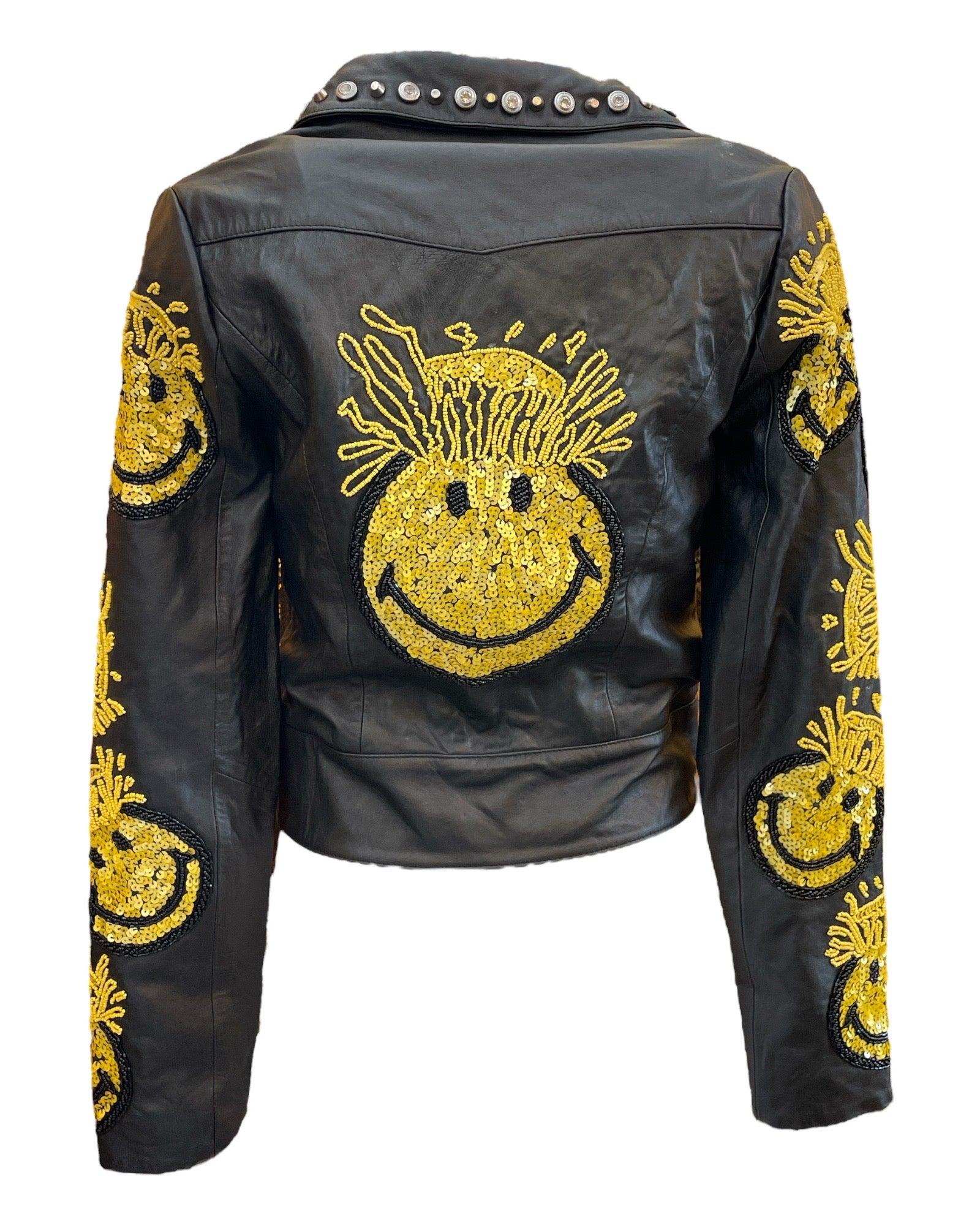 Any Old Iron X Smiley Mind Blown Leather Moto | Lyst