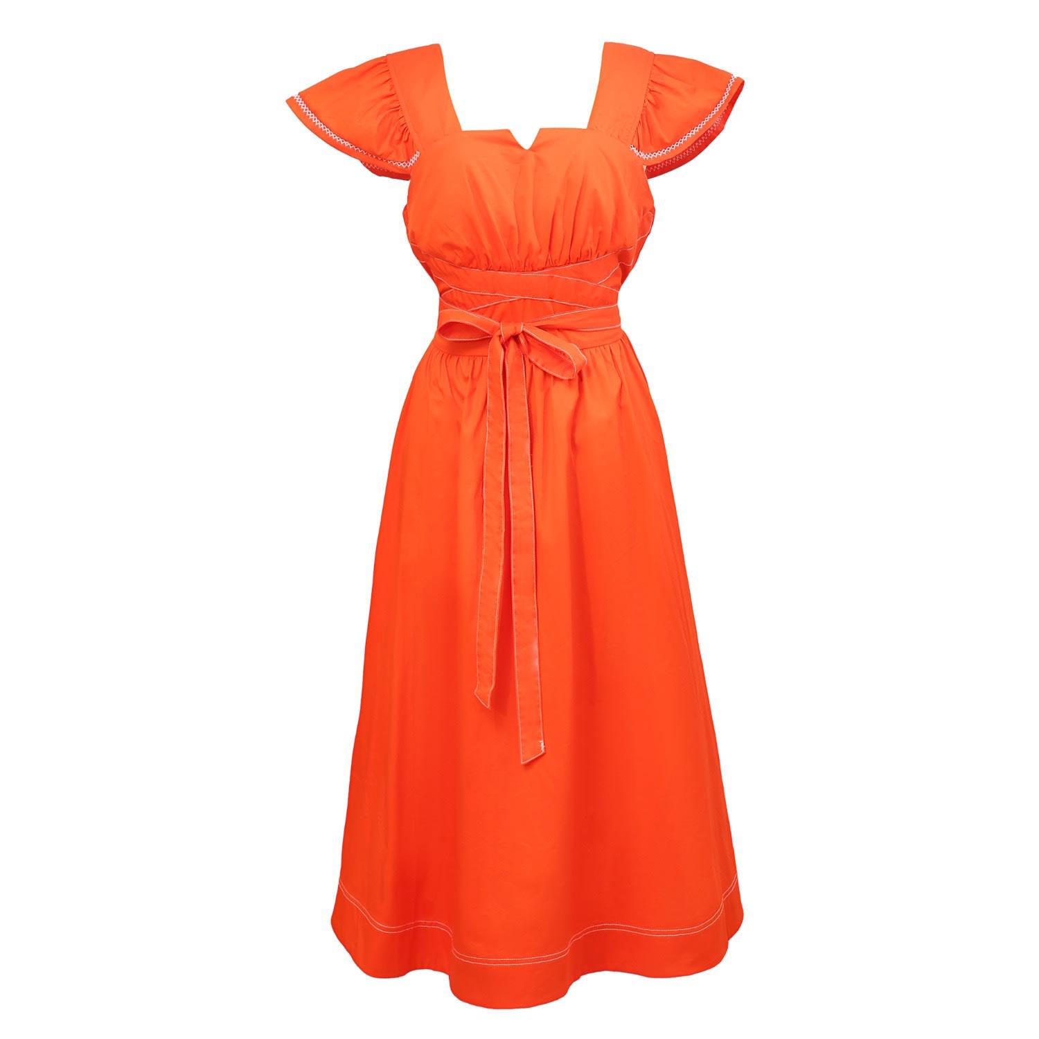 Smart and Joy Ruffle Sleeves Square Cleavage Dress in Red Lyst