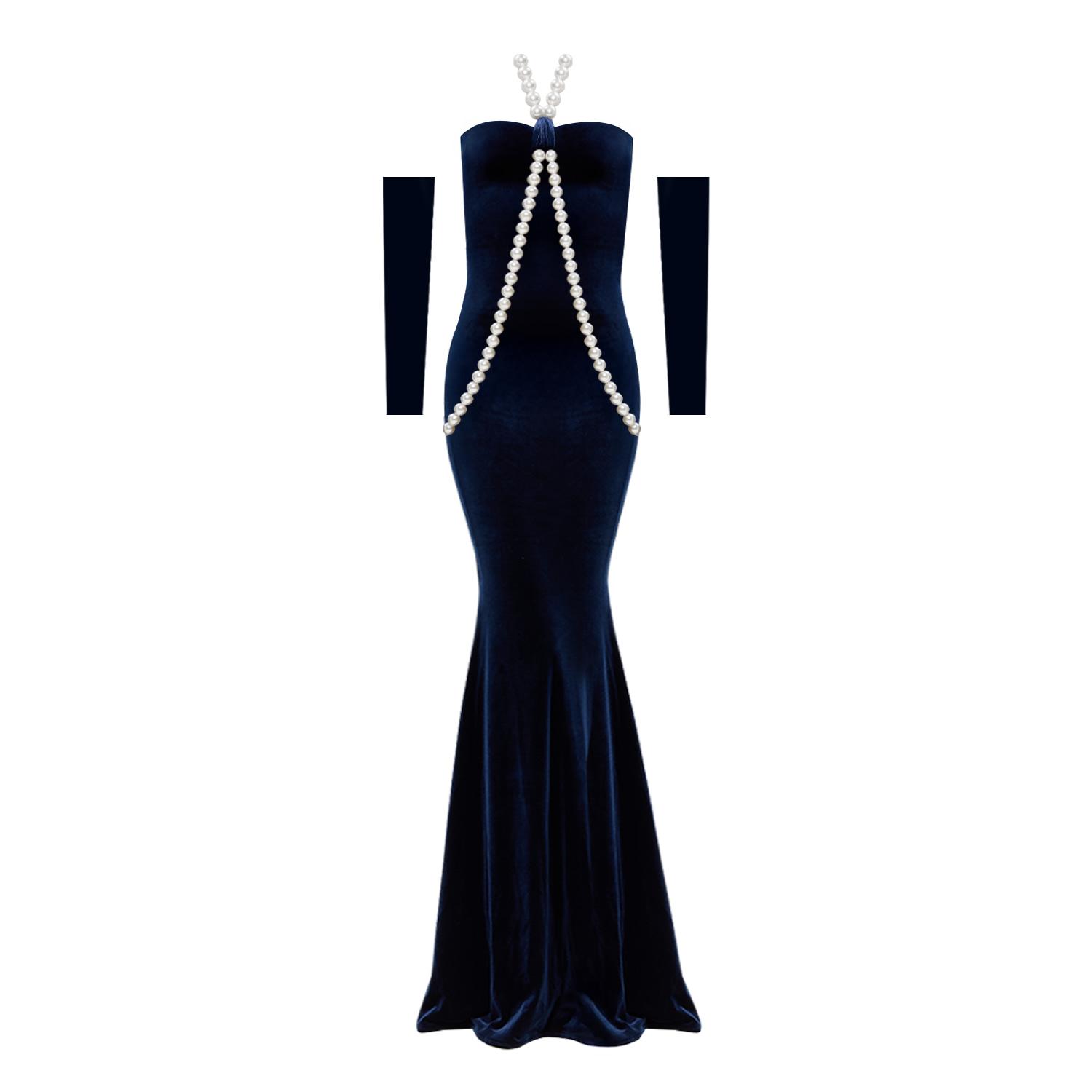 elegant mother of the bride dresses long Sapphire Shoulder Draped Gown main image 1