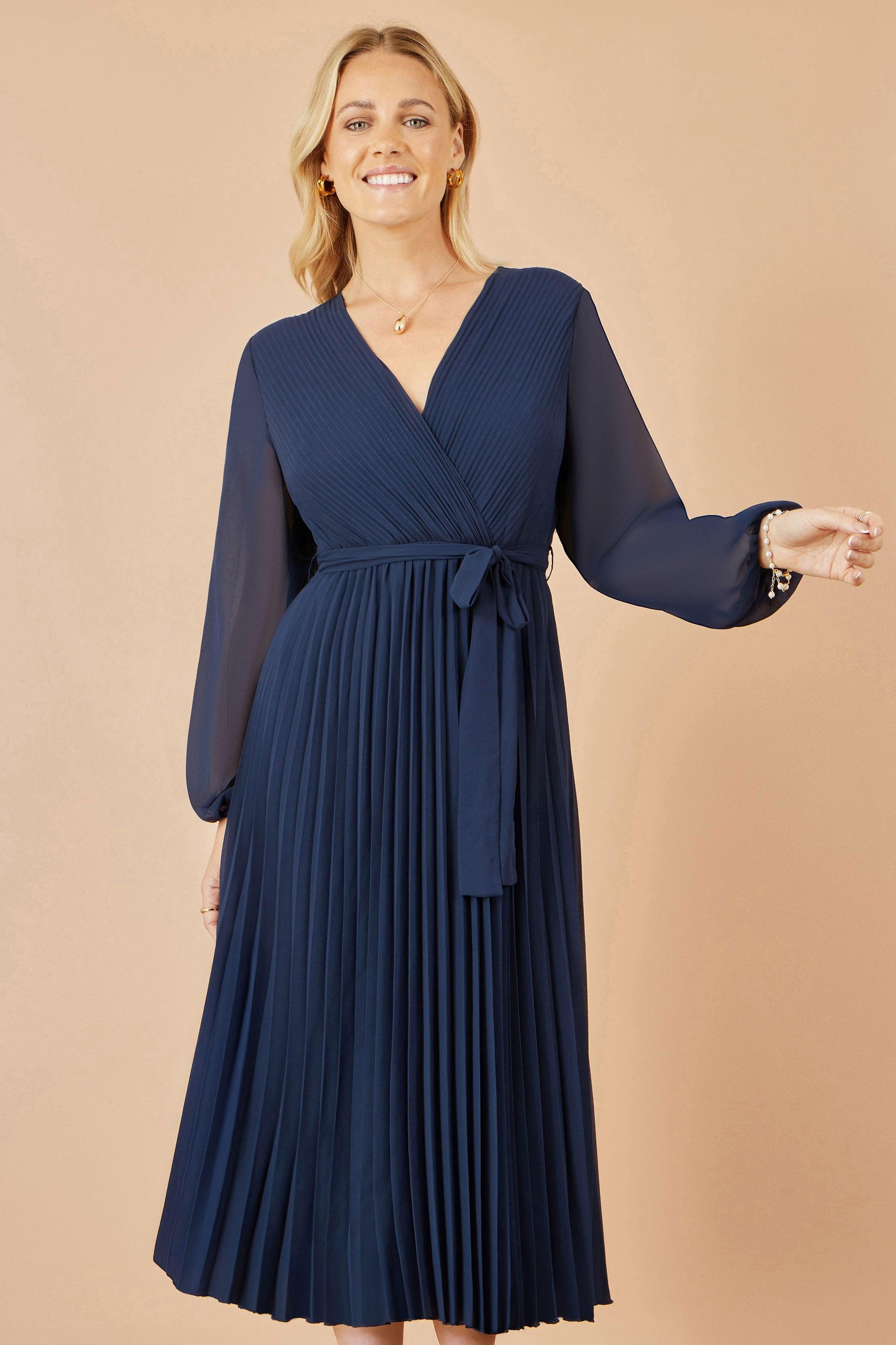 yumi long sleeve dress Yumi Navy Star Print Foil Long Sleeve Dress