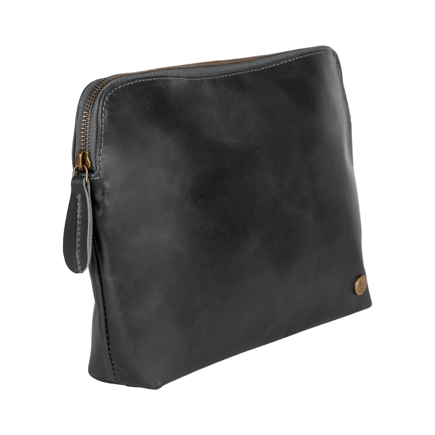 Download MAHI Buffalo Leather Large Black Leather Cosmetics Bag ...
