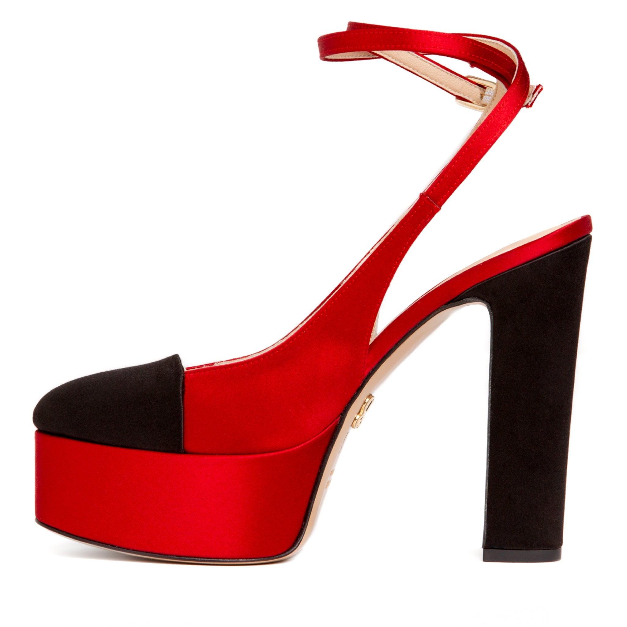 Beautiisoles by Robyn Shreiber Made in Italy Odessa Silk Comfortable Platform Evening Block Heel Sandal in Red Lyst UK