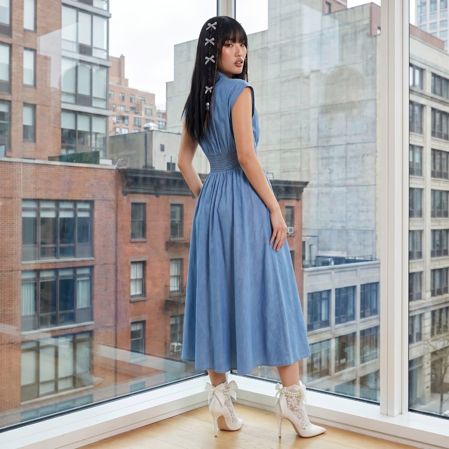 womens denim smock dress Reclaimed Vintage - Denim mini smock dress - Women - Cotton - 0 US