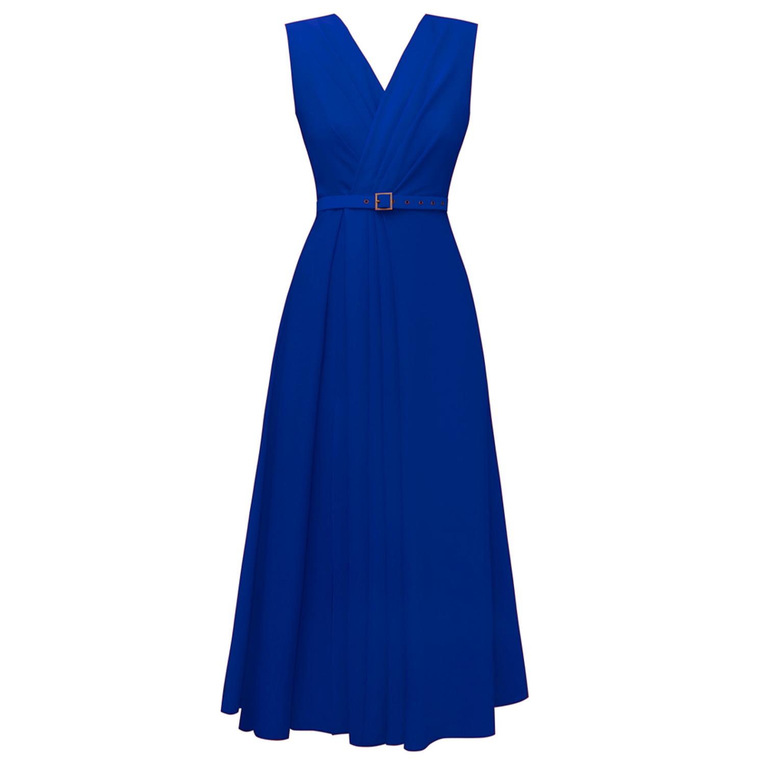 dress electric blue Veyra Electric Blue Draped Corset Gown with 3D Florals main image 0