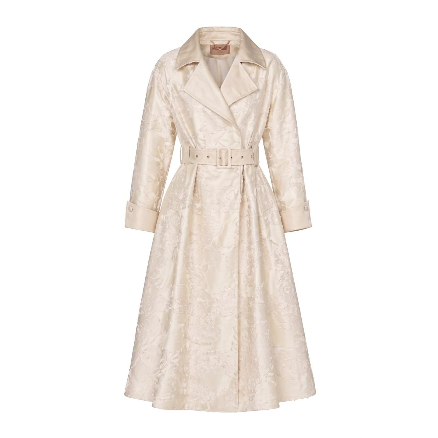 Satin Women's Dress Coats Satin Scarf Detail Belted Trench Coat Vivian  Seven Xs Black