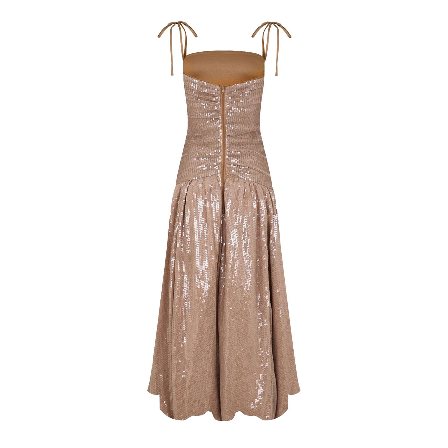 Amy Lynn Neutrals Alexa Champagne Sequin Puffball Dress in Brown | Lyst