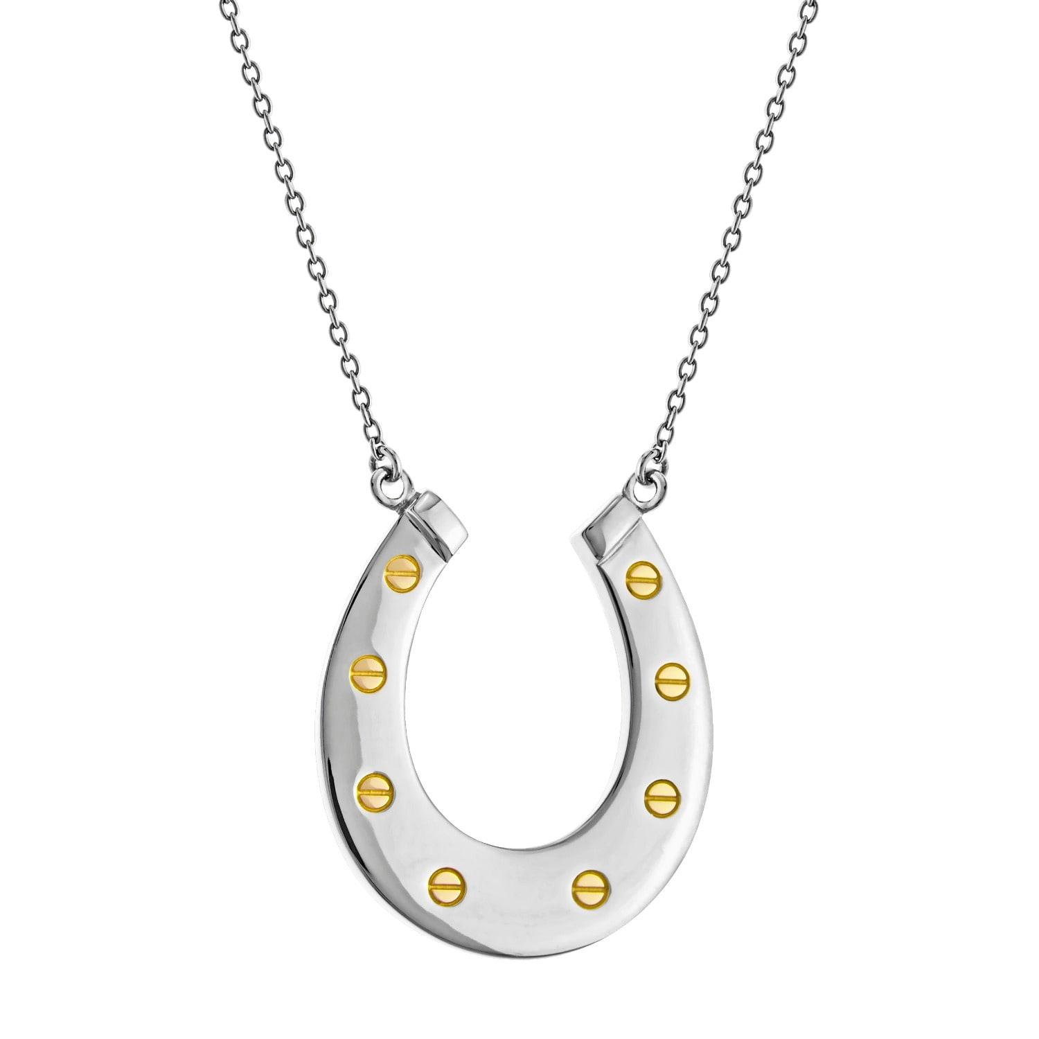 Sterling Silver Diamanté Horseshoe and Pony Pendant Jewellery