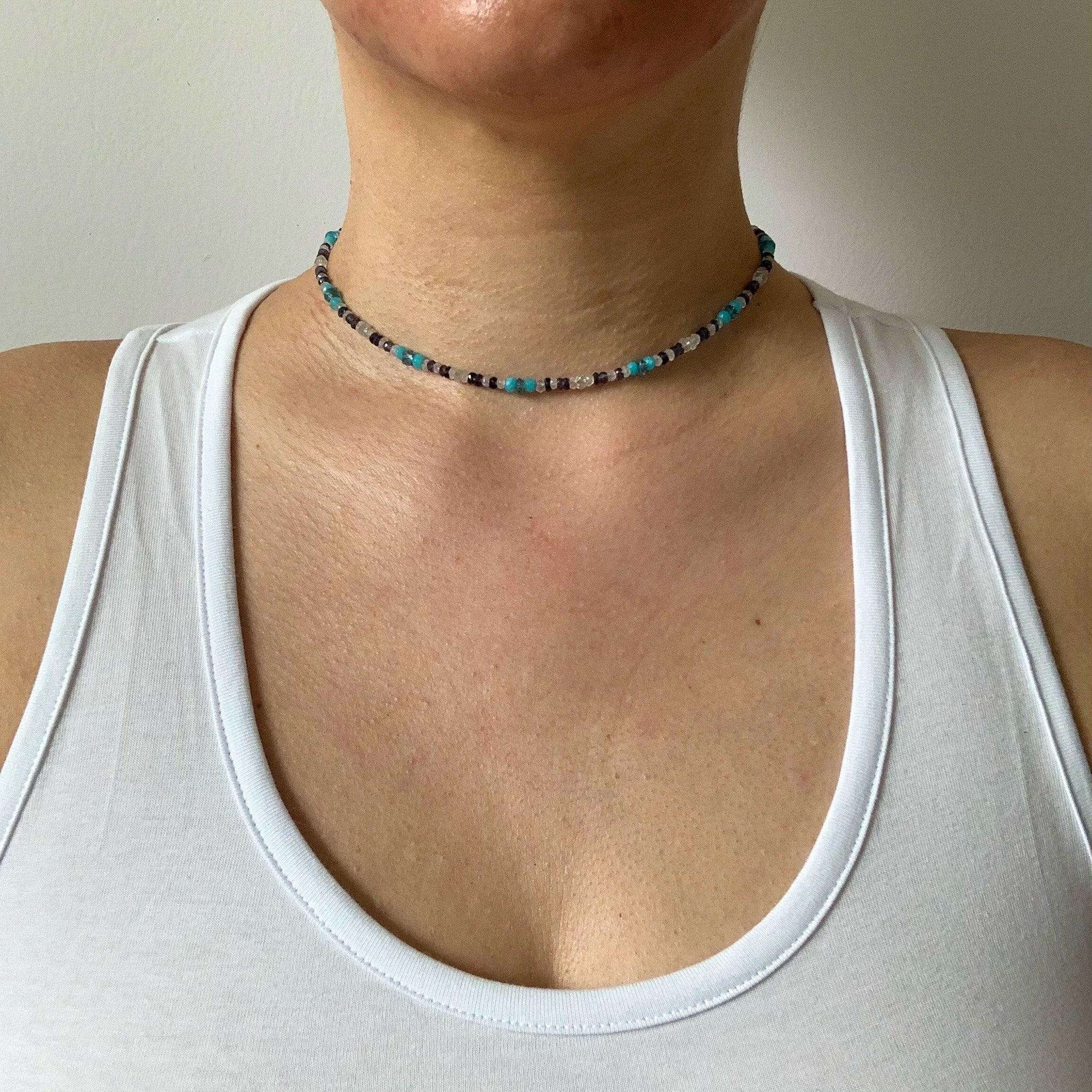 Nueva Luxe Blue Gemstone Choker Necklace | Lyst UK
