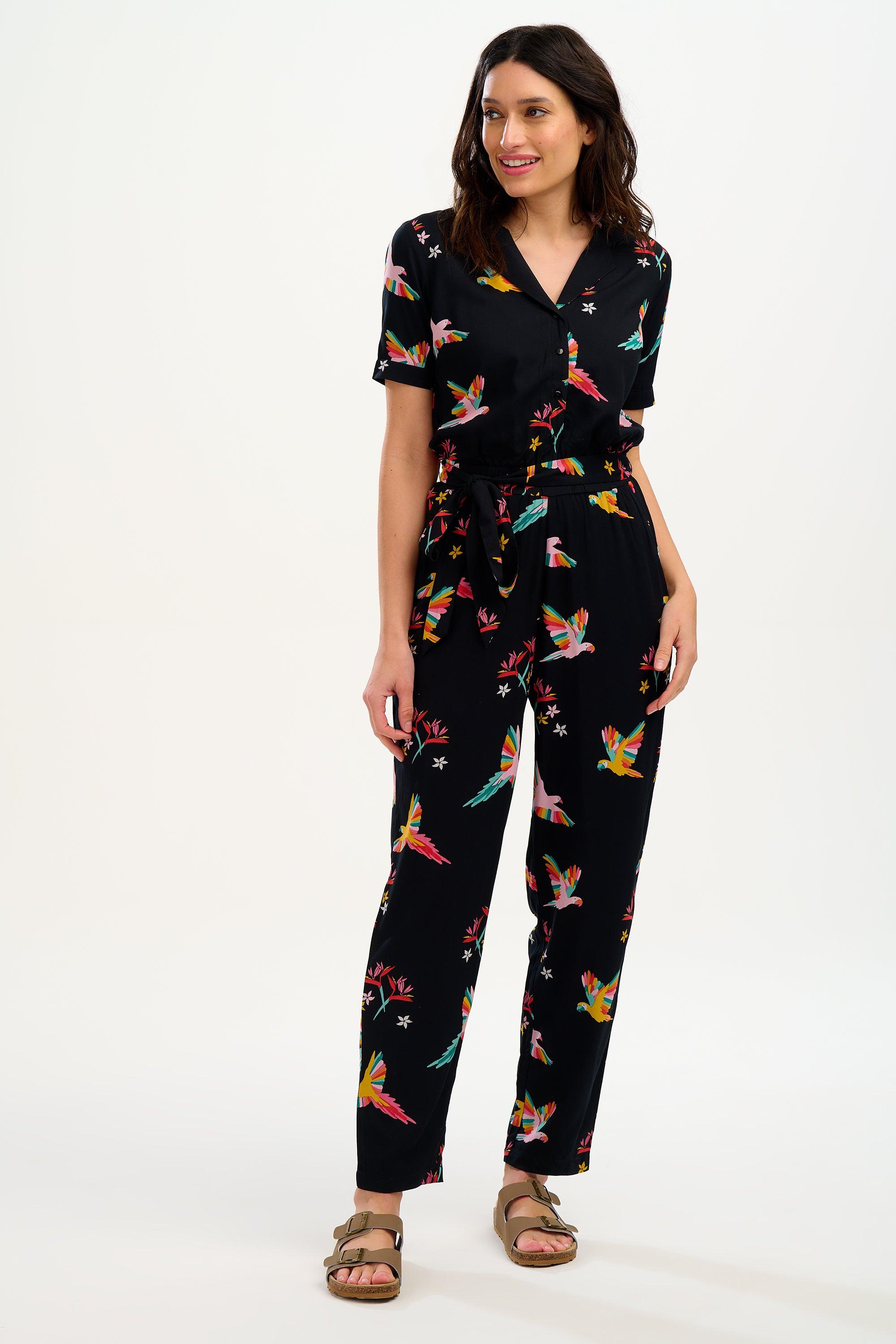 Sugarhill Madison Jumpsuit , Tropical Parrots in Black | Lyst UK