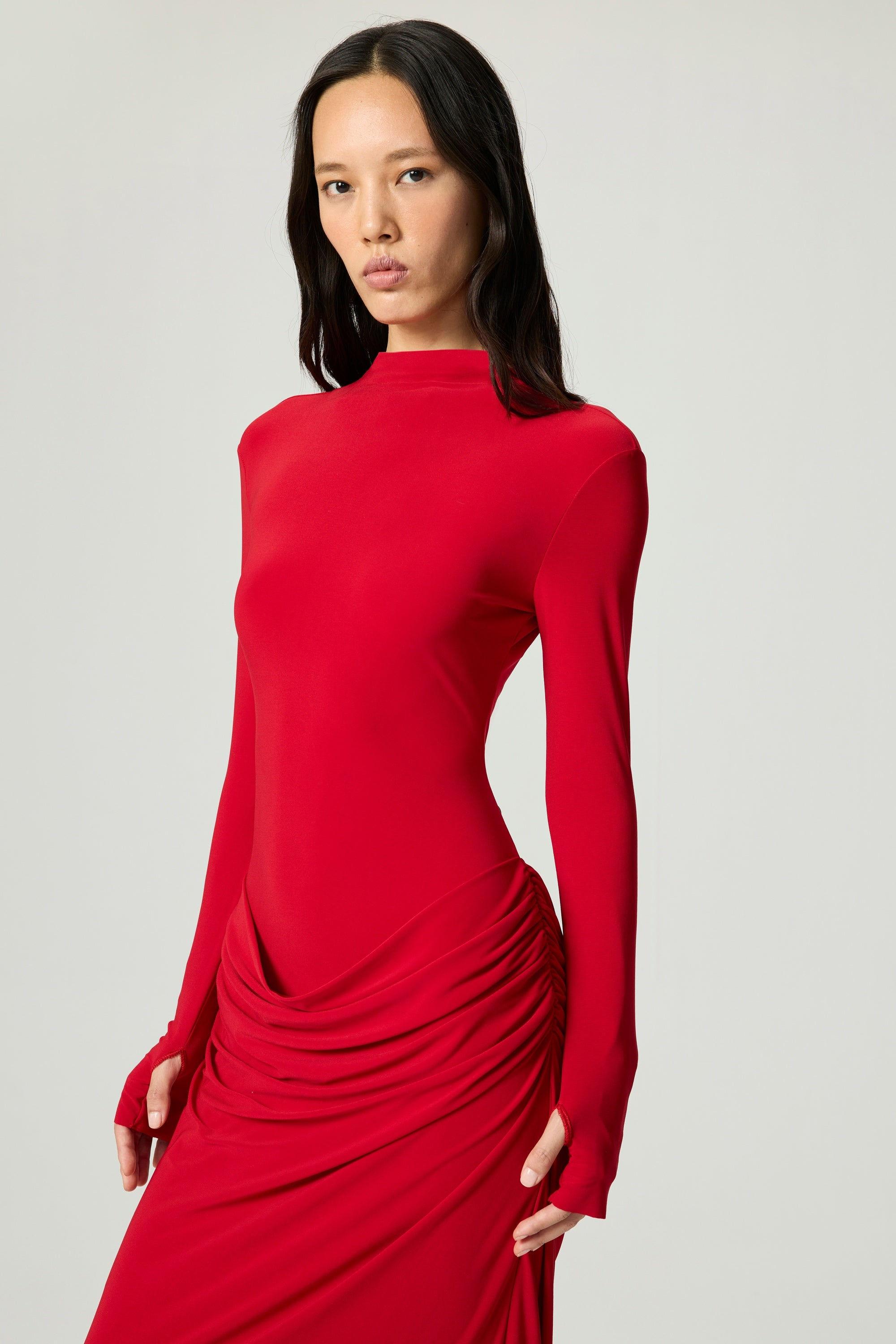 nocturne high-neck ruched maxi dress High-Neck Ruched Maxi Dress (Women)