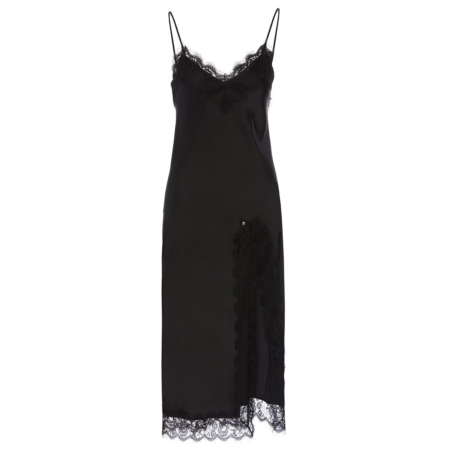 Nissa Lace Trim Slip Dress Black | Lyst