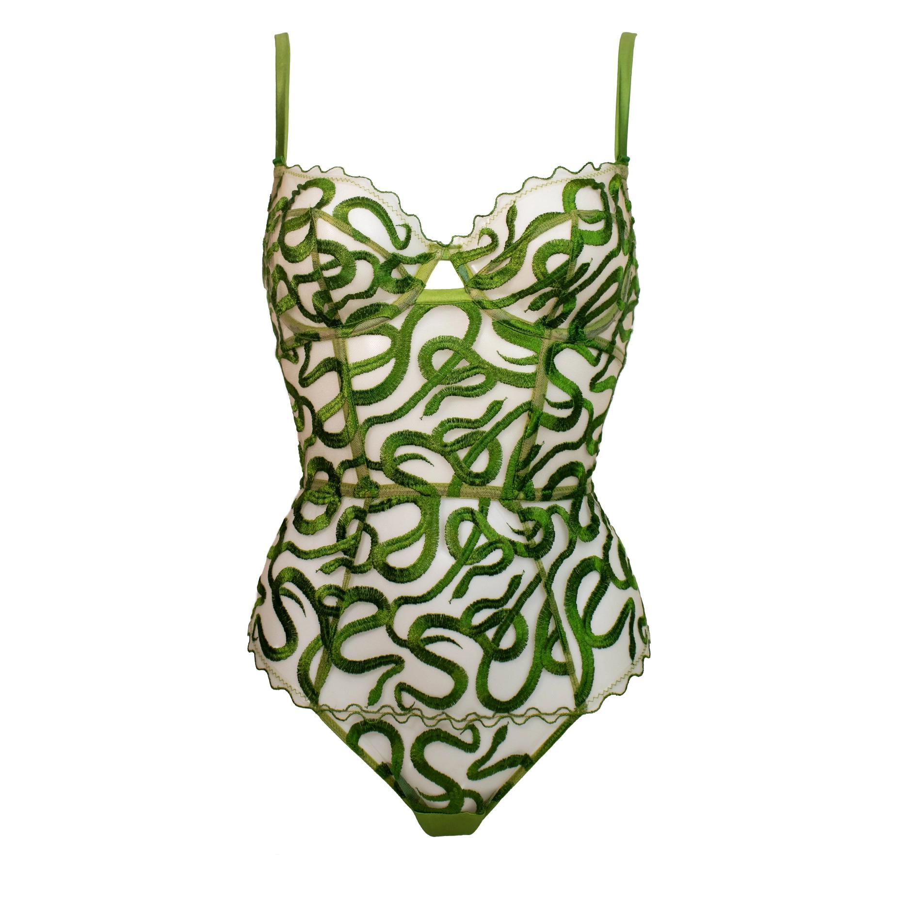 Studio Pia ' Naga Balconette Bodysuit Jungle in Green | Lyst UK