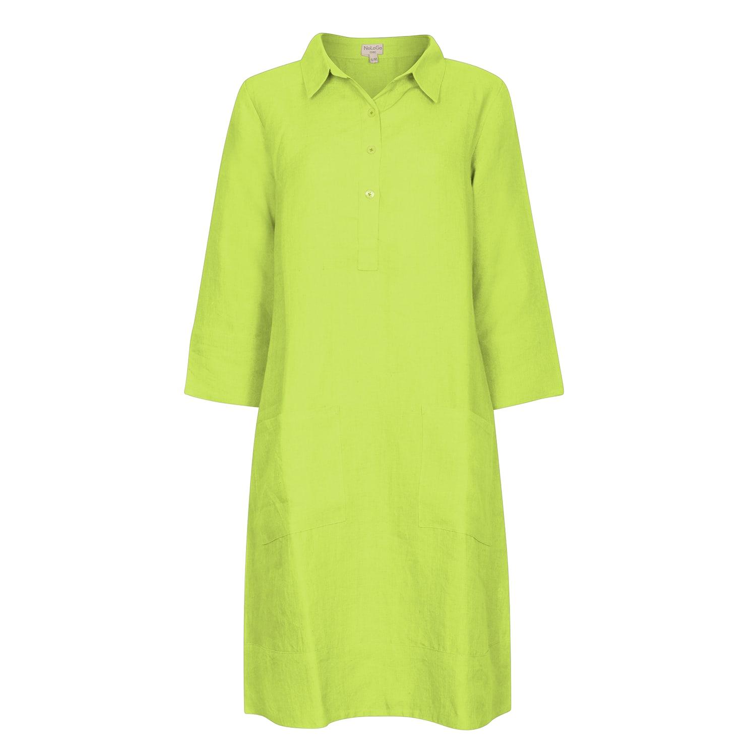 NoLoGo-chic Up Town Linen Shirt Dress in Green | Lyst