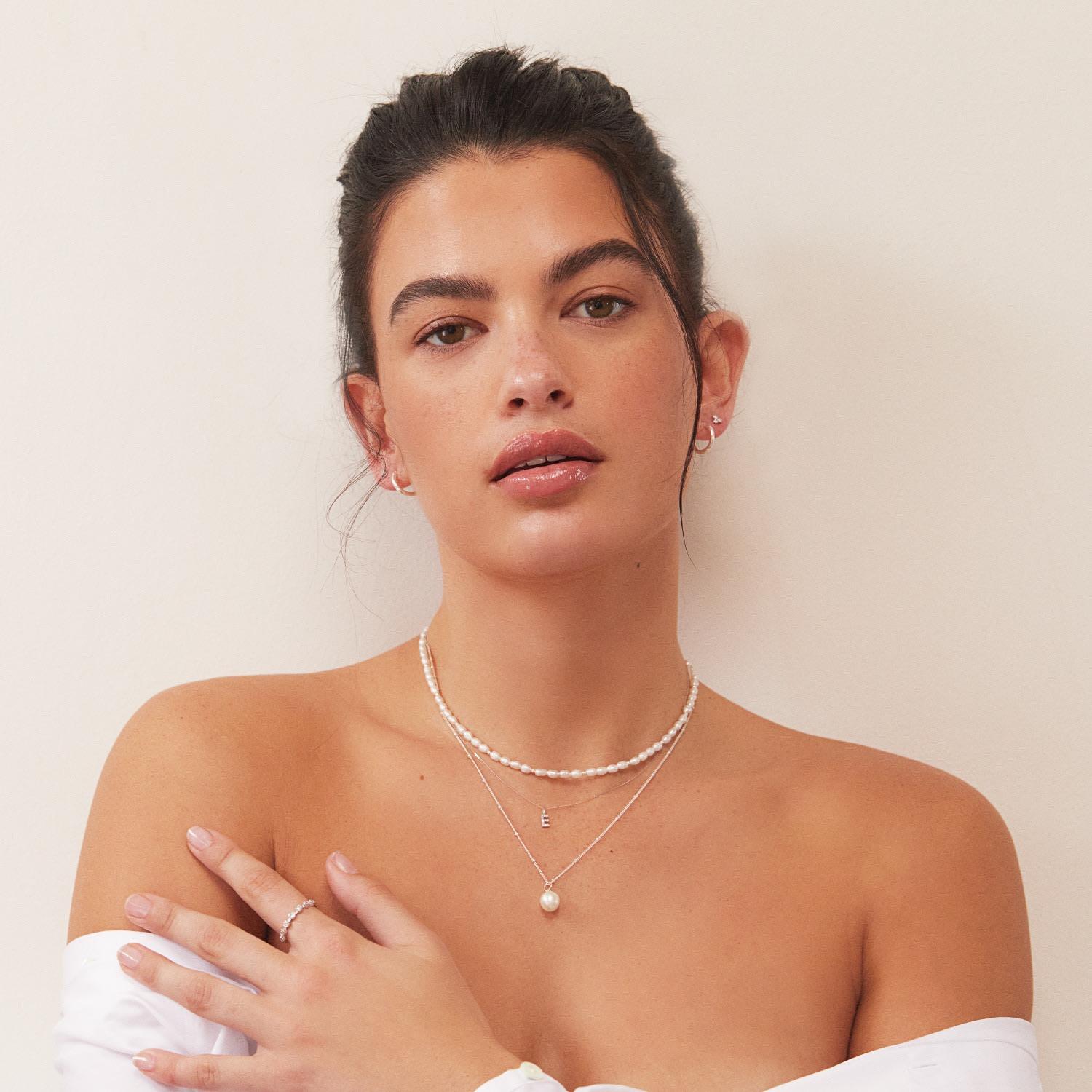 Lily & Roo | Stunning Pearl, Pavé and Personalised Jewellery | Single pearl  necklace, Letter necklace, Pearl drop
