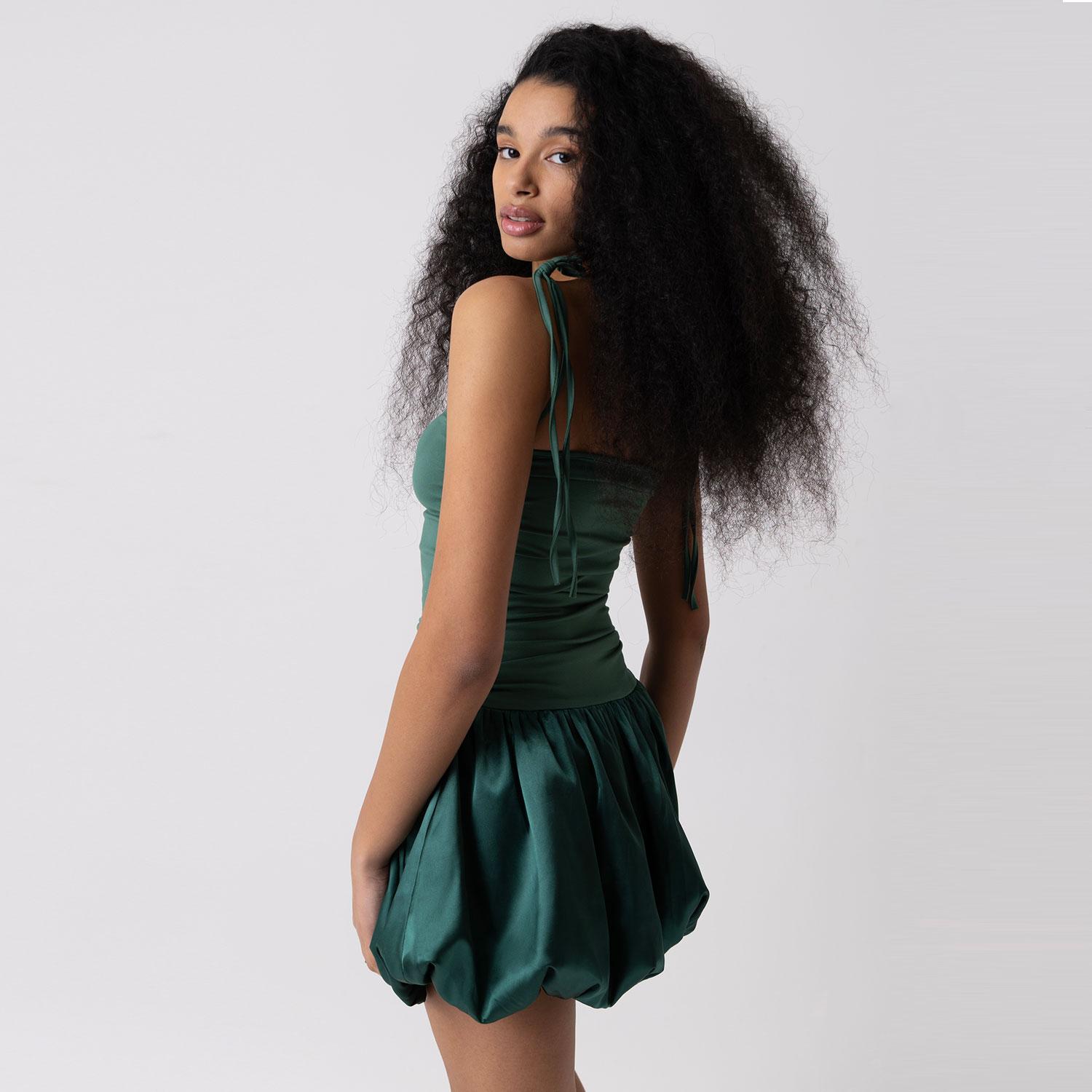 ultra mini dress green Well Versed Pleated Mini Dress Forest Green main image 0
