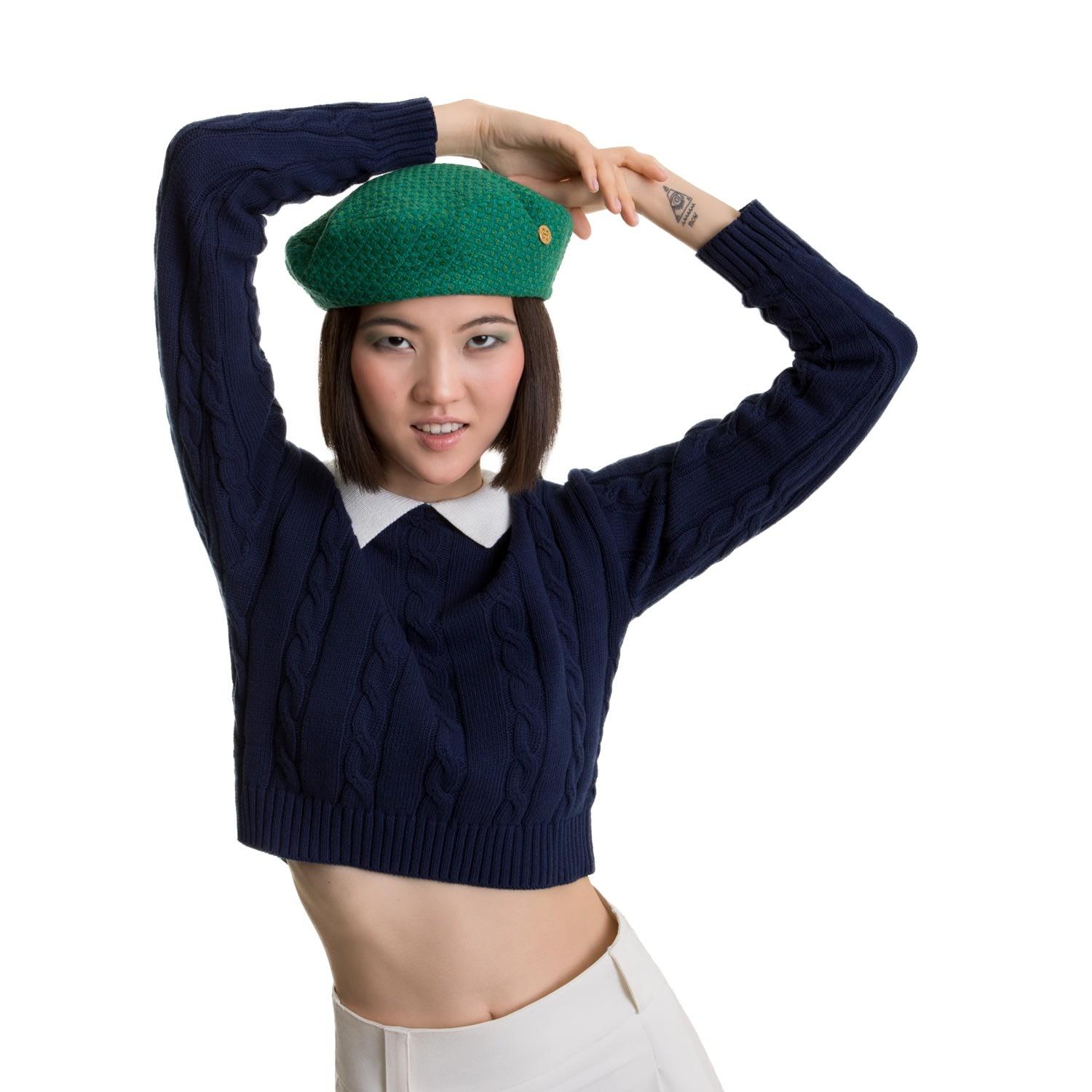 SIBI Tweed French Beret Hat in Green | Lyst