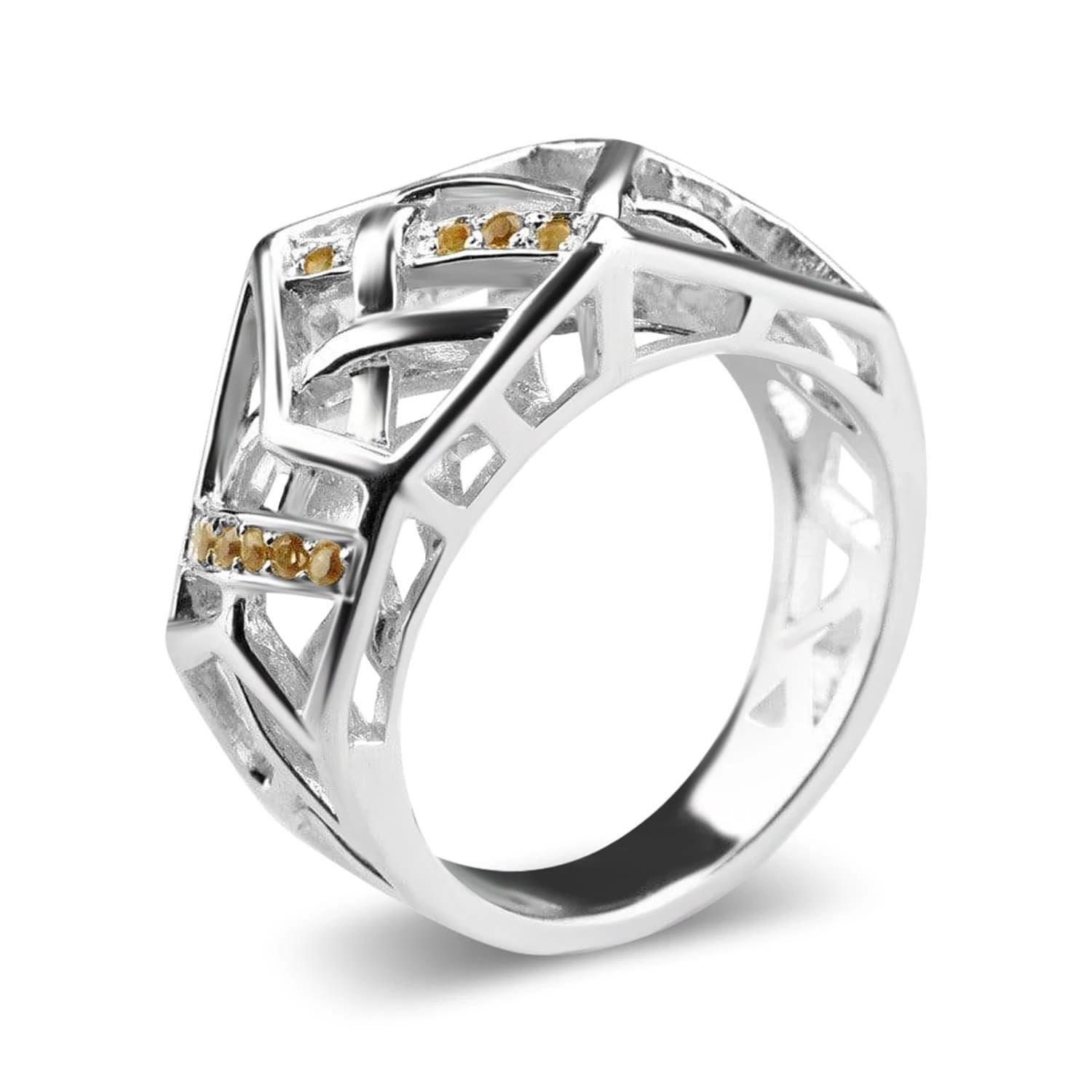 Bellus Domina White Gold Plated Crossover Citrine Ring in Silver ...