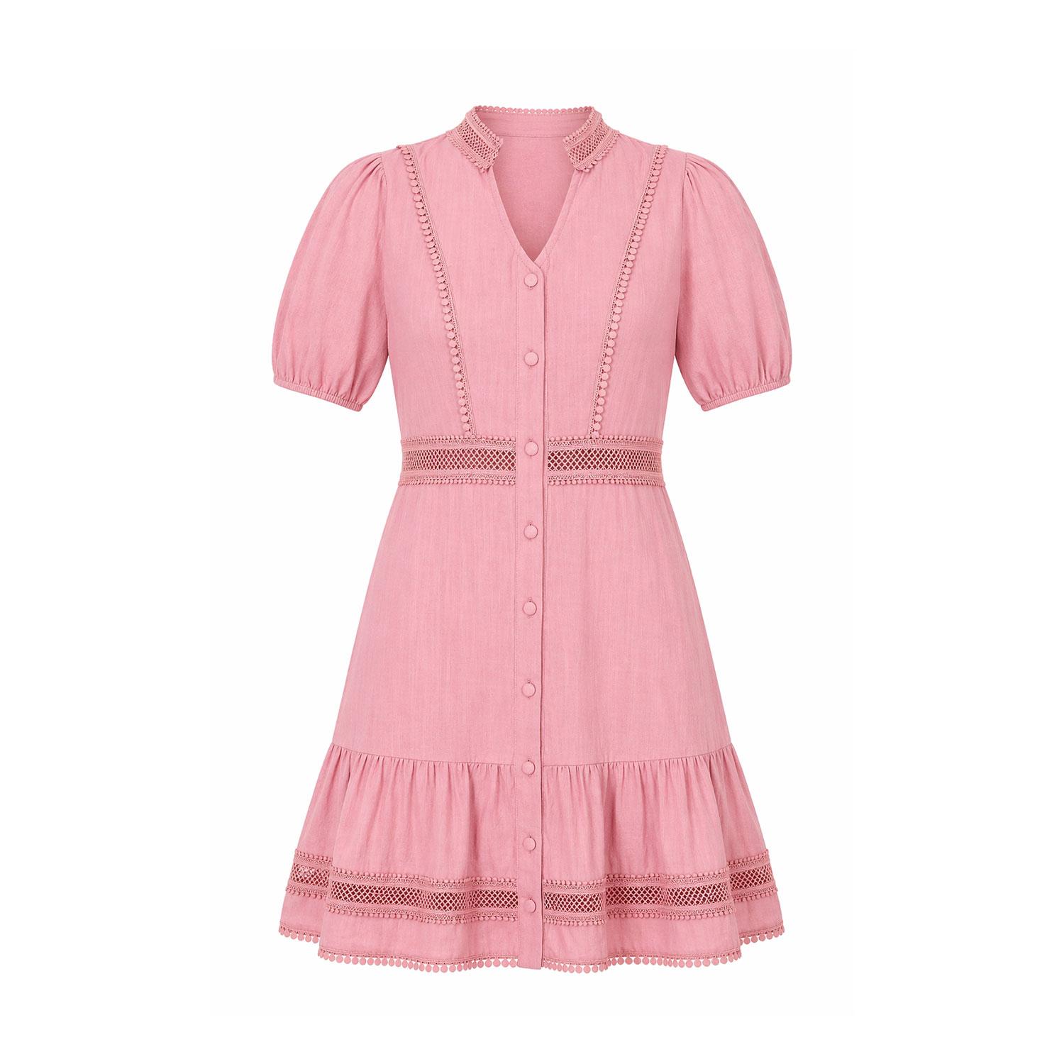 chinese dress ladies Elegant light pink skater dress – Dermerc main image 1