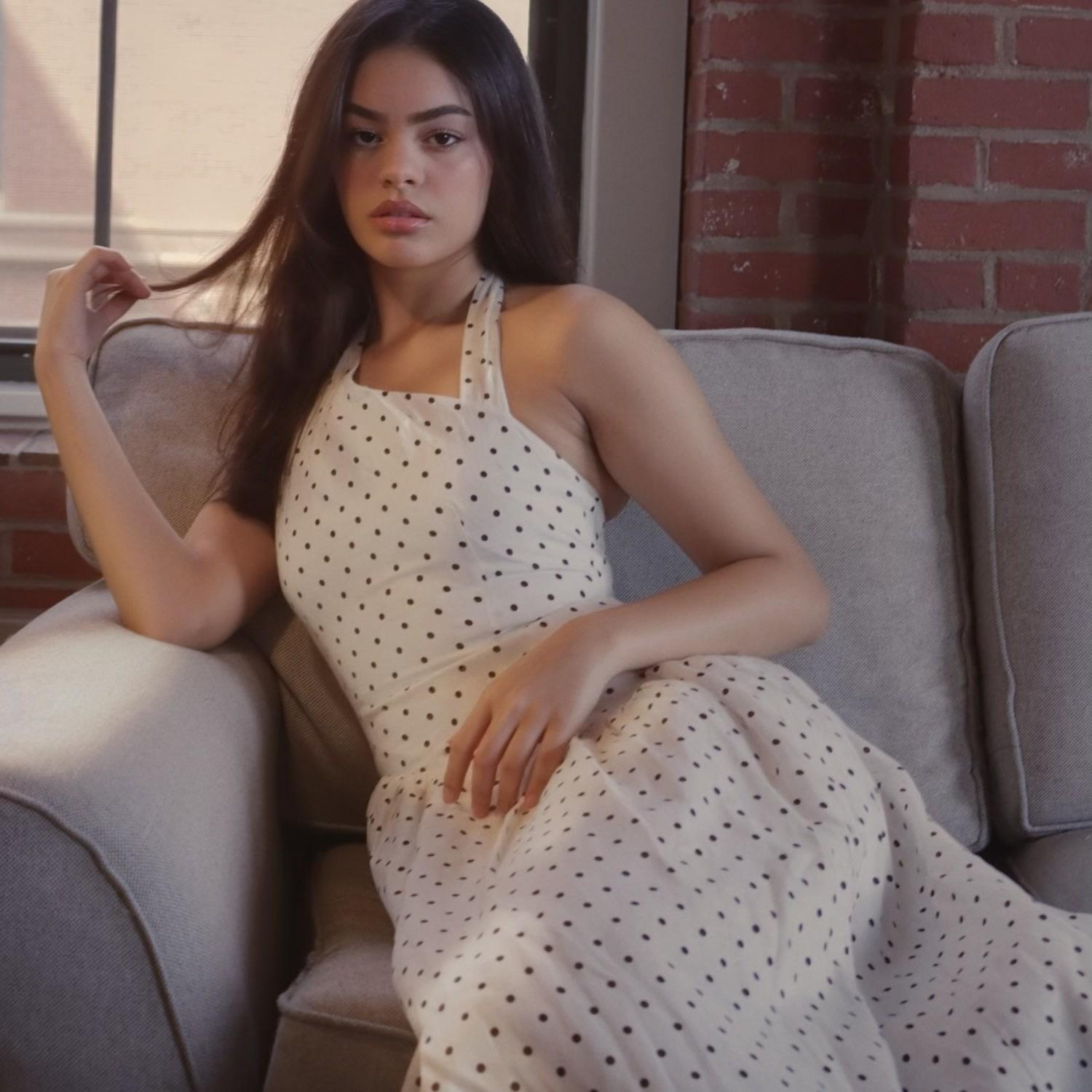 Modista Thirty-One Ivory Polka Dot Asymmetric Waist Halter Neck Midi Dress With Lace Trim in White | Lyst Modista Thirty-One Ivory Polka Dot Asymmetric Waist Halter Neck Midi Dress With Lace Trim in White | Lyst