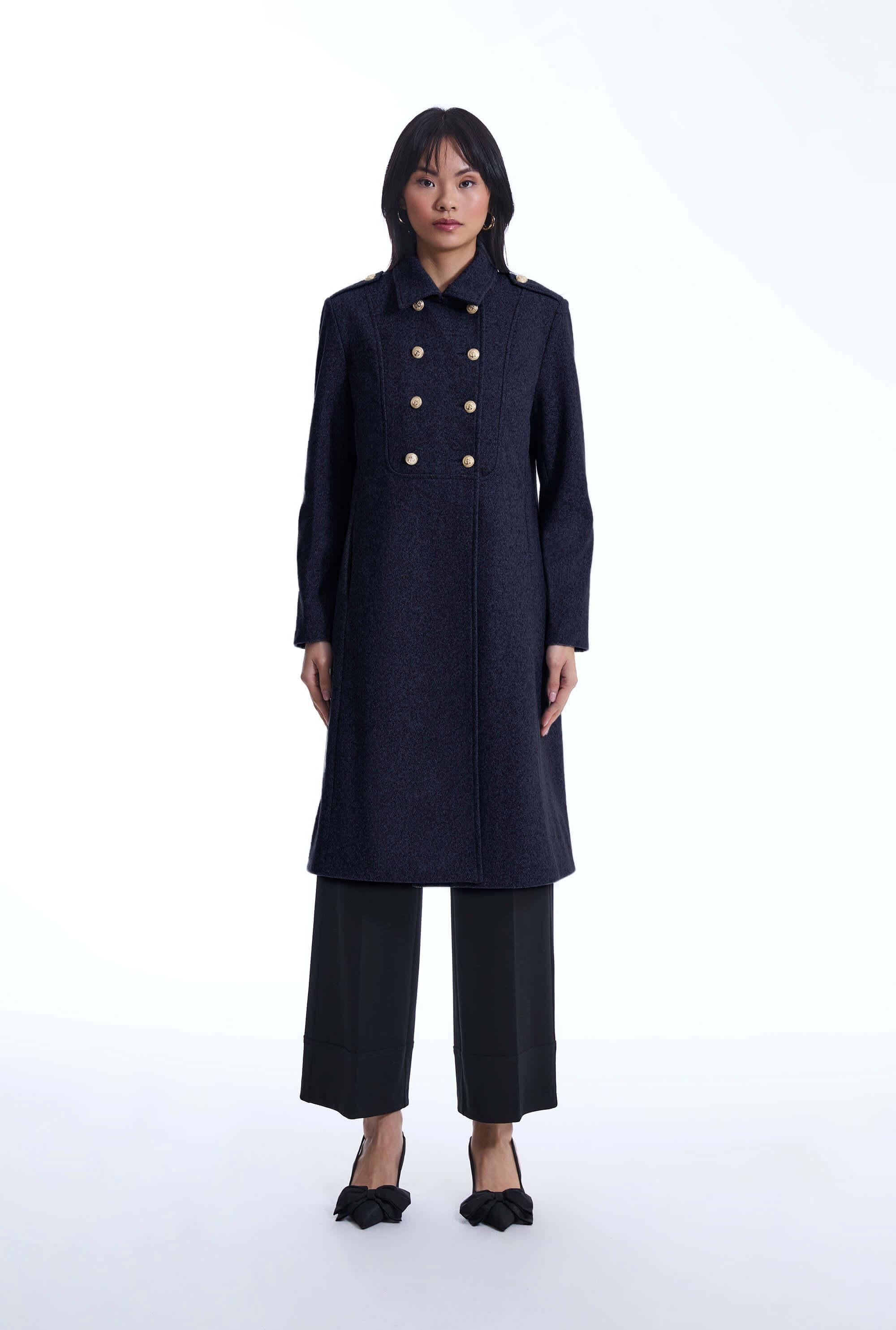 James Lakeland Military Coat in Blue Lyst