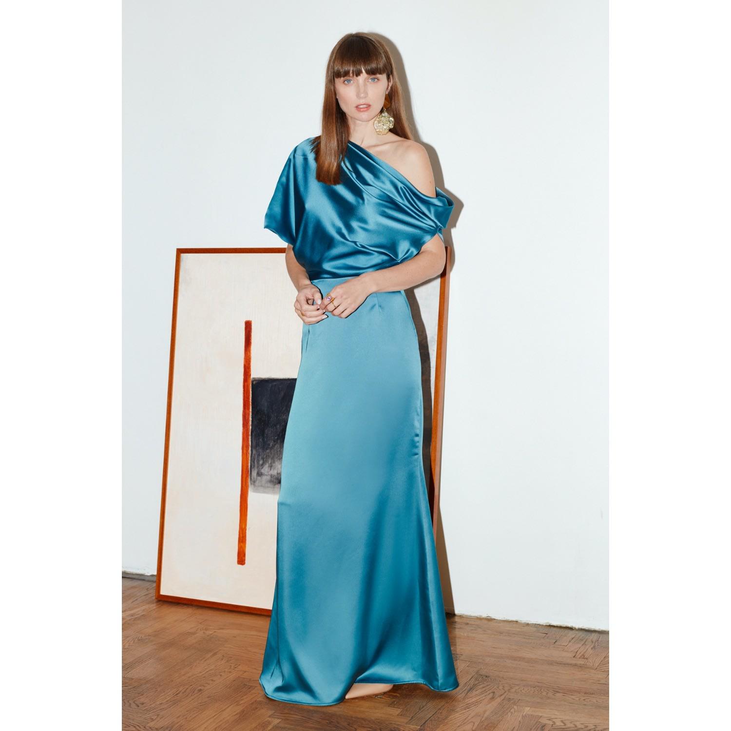 UNDRESS Helen Petrol Blue Satin 