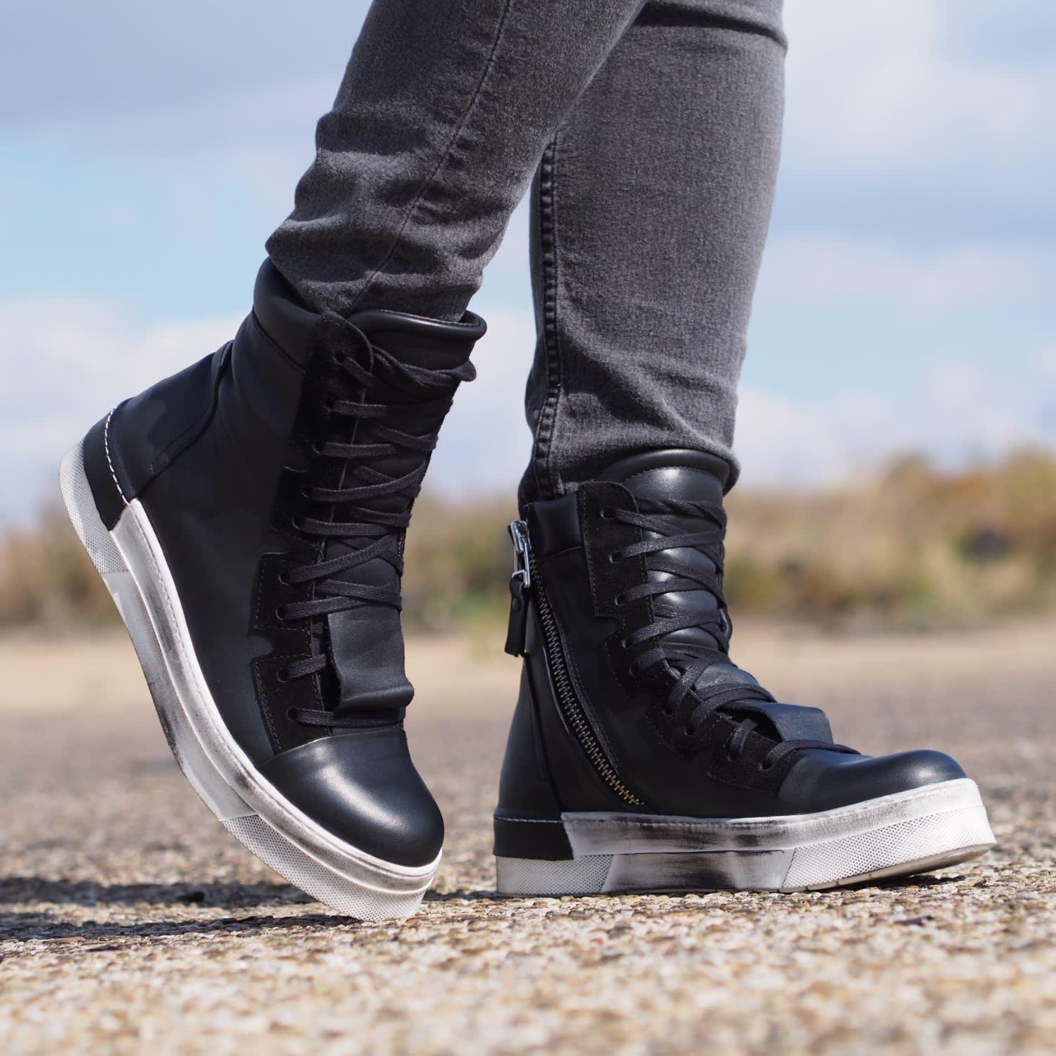 Adrenaline Fashion Designer Genuine Leather High-Top Sneakers 
