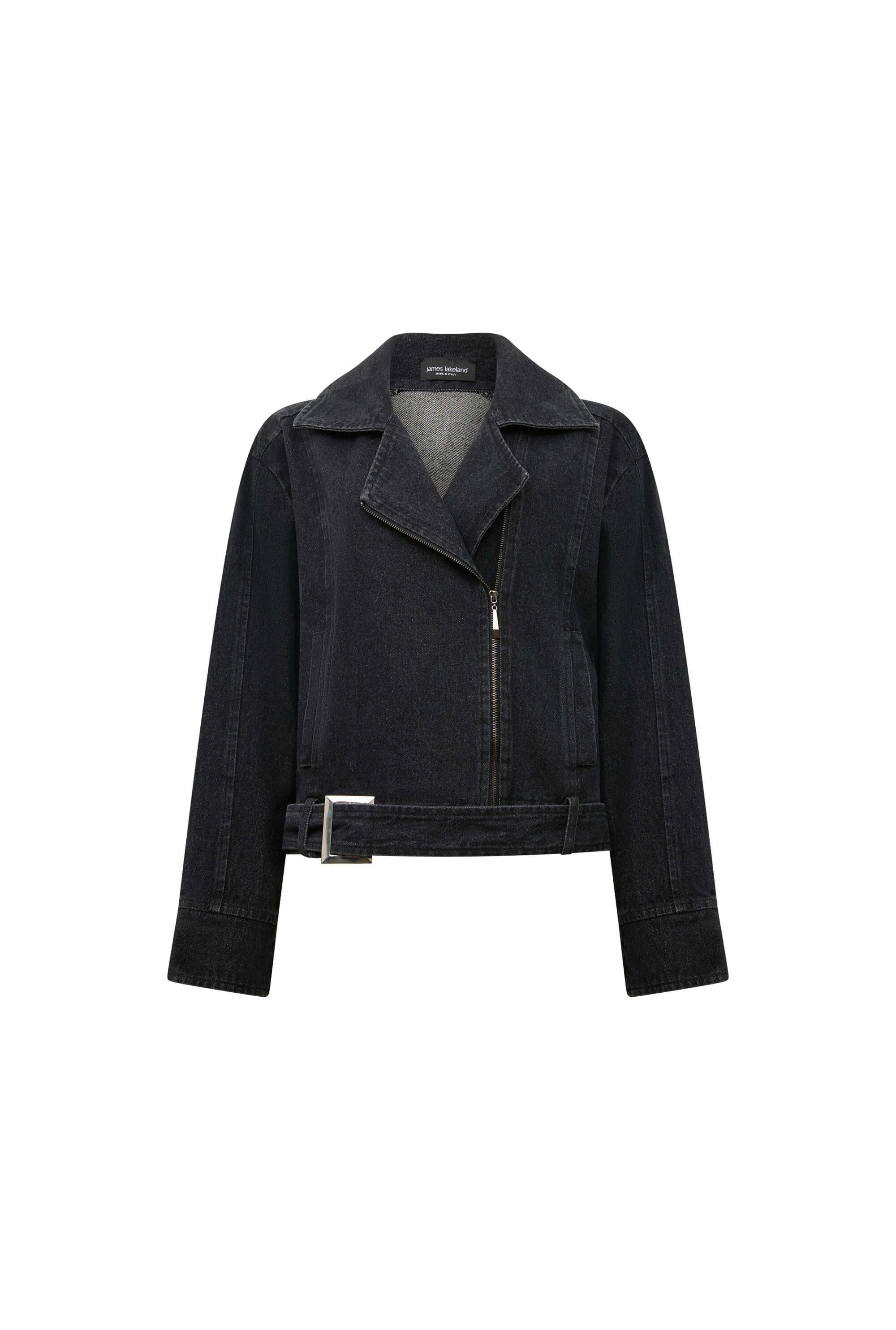 Black denim moto jacket hotsell