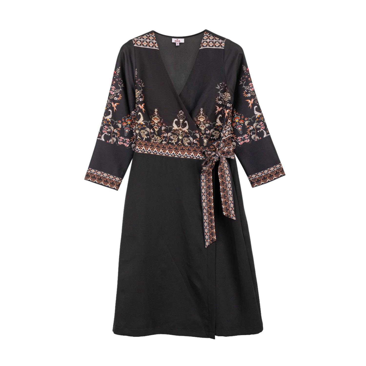 Niza Loreto Wrap Dress in Black Lyst UK
