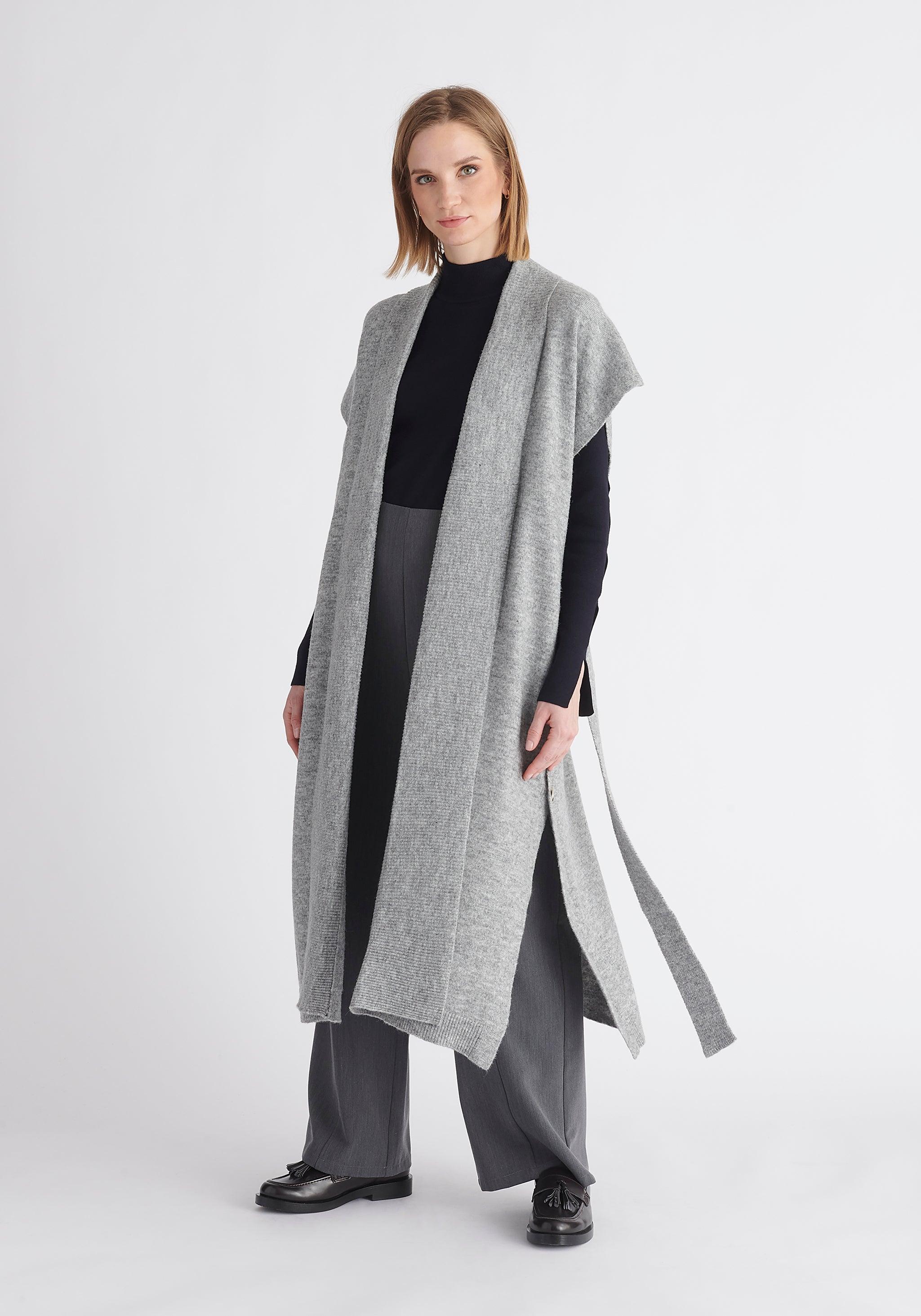 Paisie Wide Collar Sleeveless Cardigan In Light in Grey Lyst UK