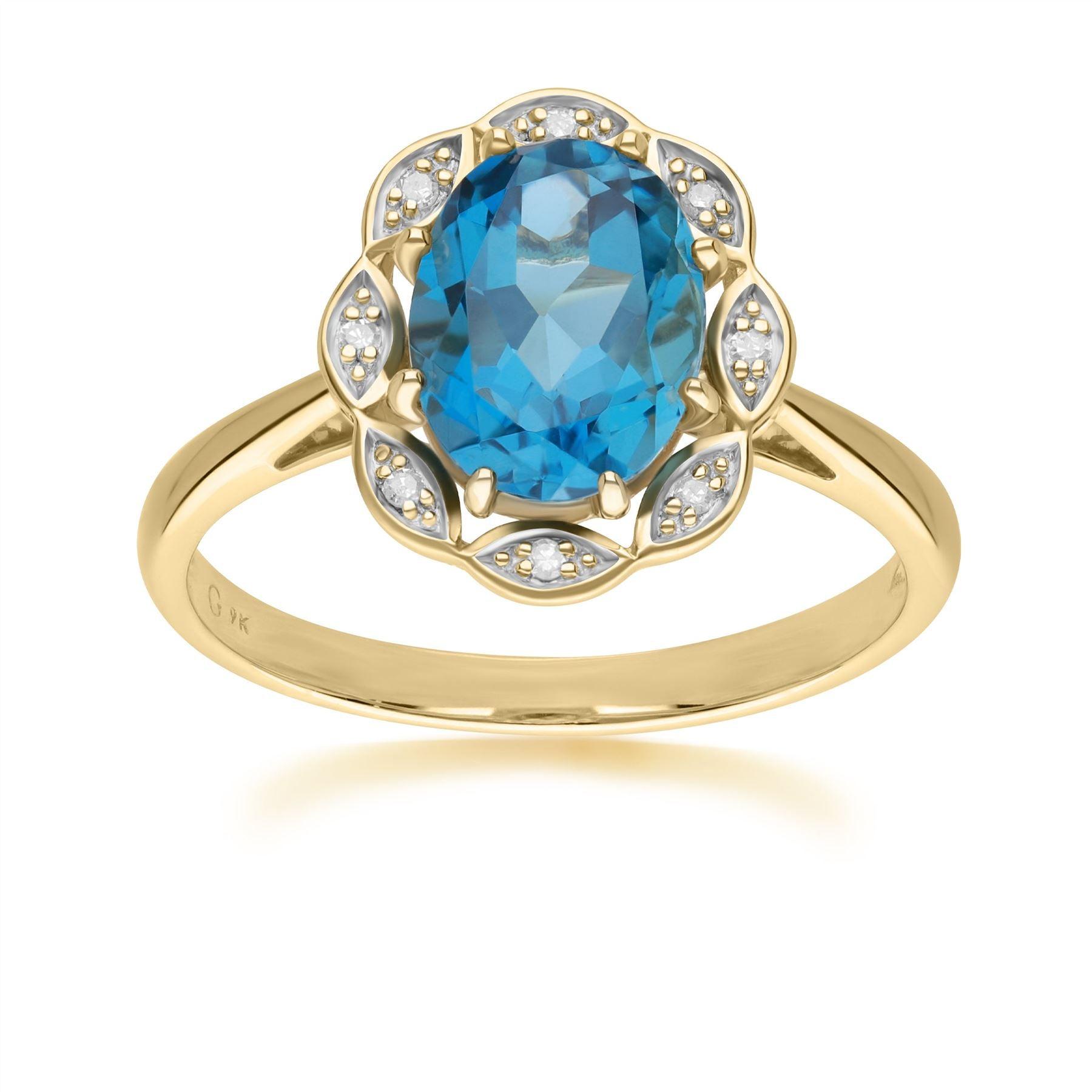 Gemondo London Blue Topaz & Diamond Ring In Yellow Gold | Lyst