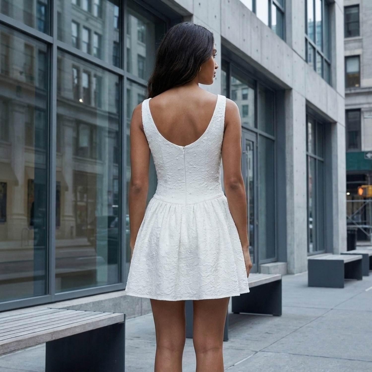 white dresses business FASESH Women's Fall Business Dress Winter Long Sleeve Mock Neck Fashion Button Elegant Work Formal Cocktail Party Short Dresses White S, Size: Small