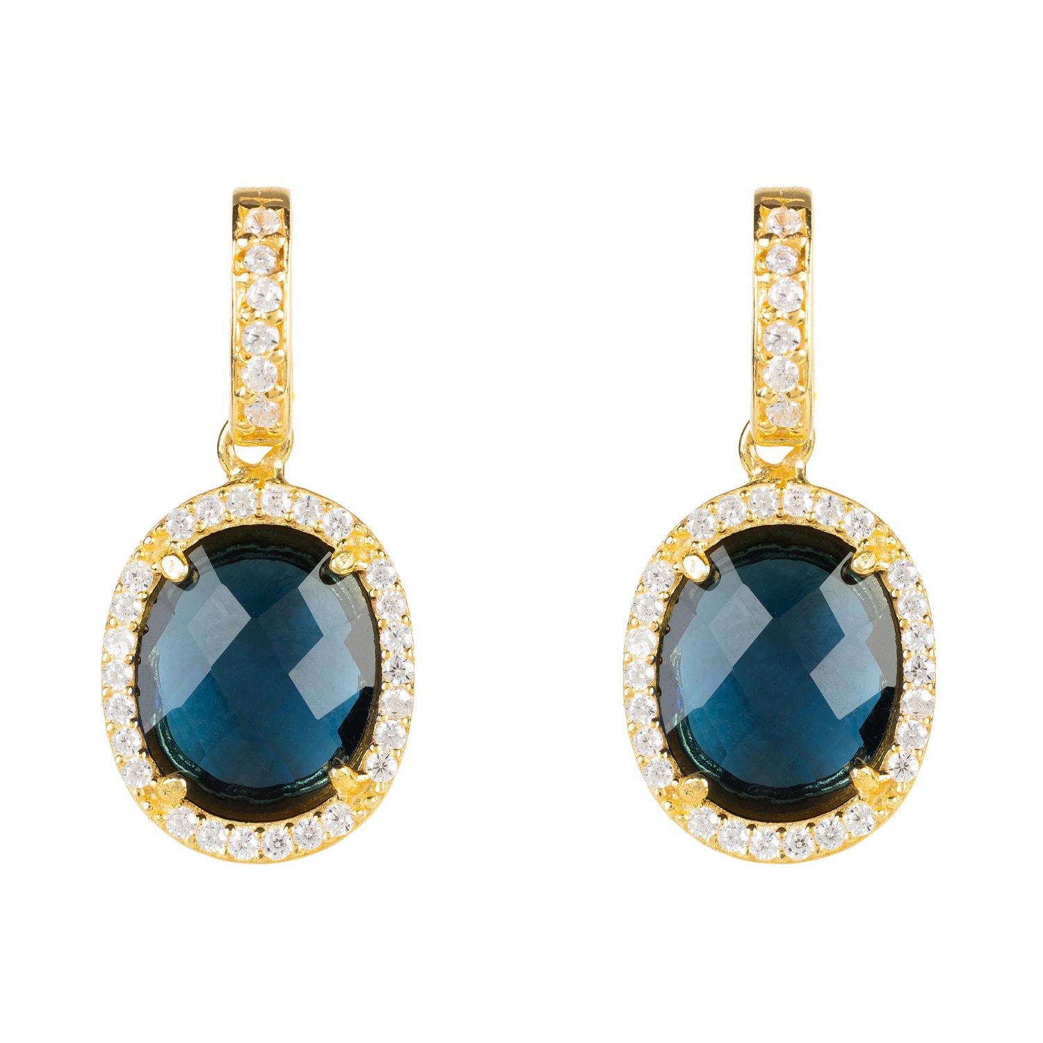 LÁTELITA London Beatrice Oval Gemstone Drop Earrings Gold Sapphire ...