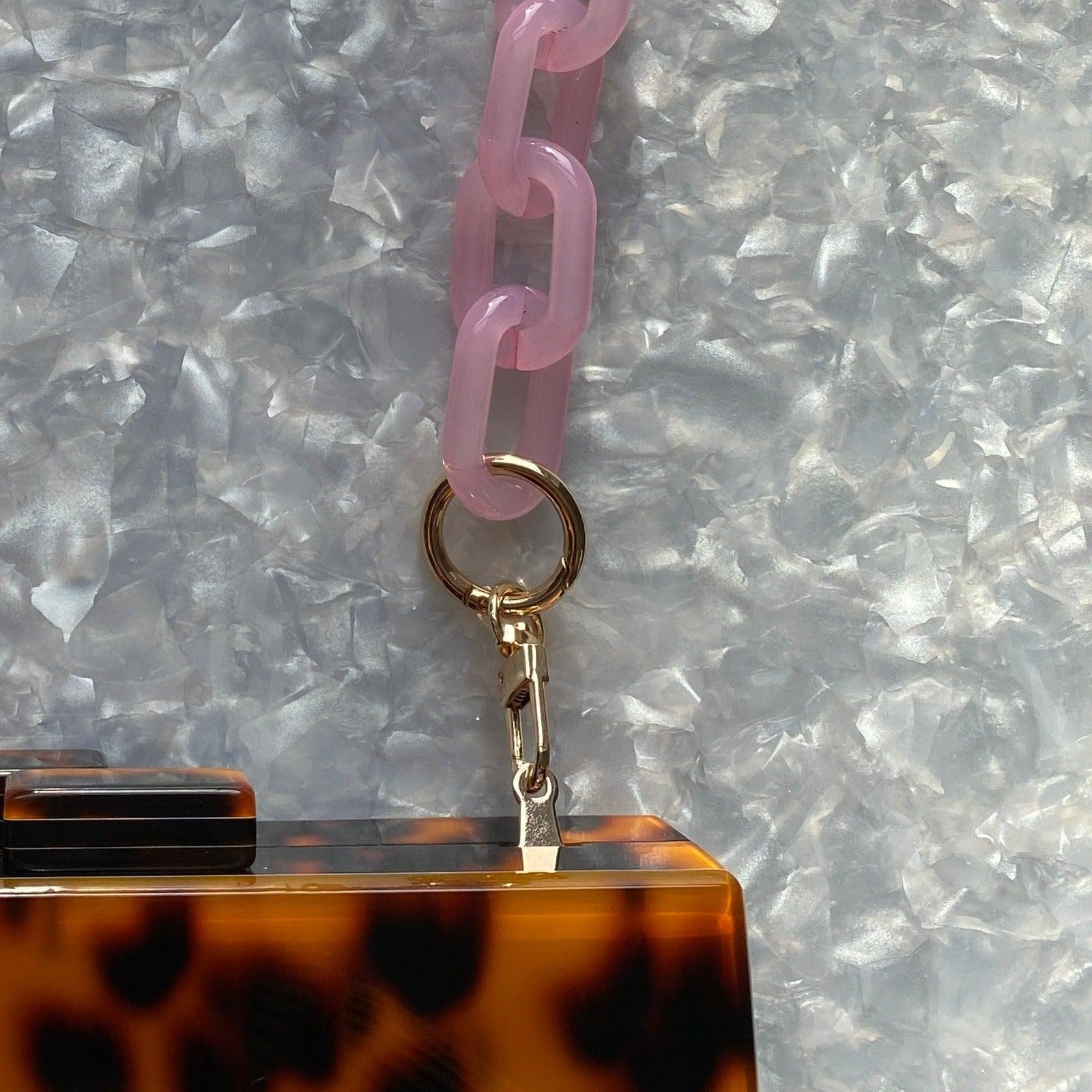 Chain Link Short Acrylic Purse Strap In Aquamarine, CLOSET REHAB