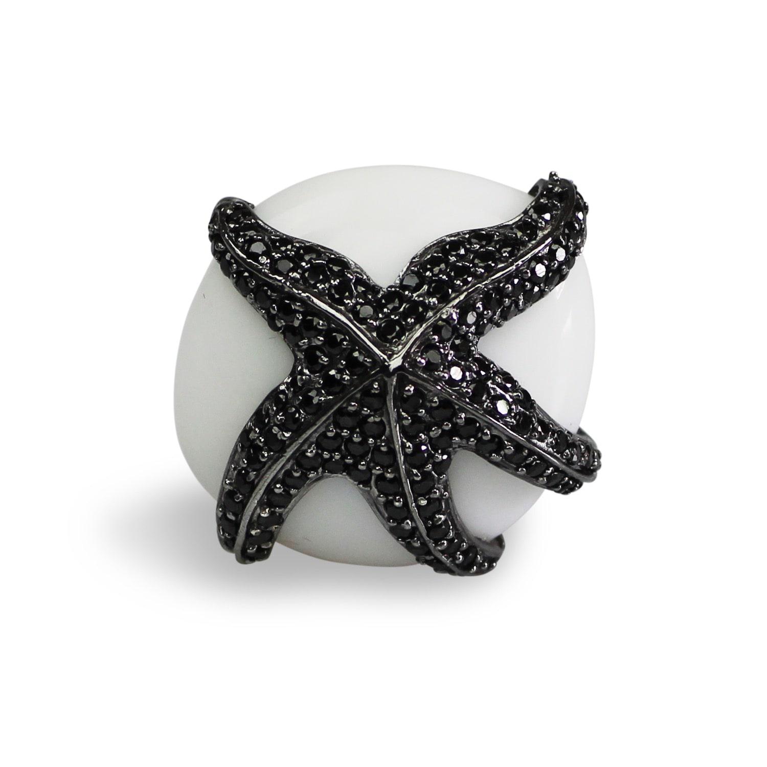Bellus Domina Synthetic Adjustable Starfish Cocktail Ring in White - Lyst