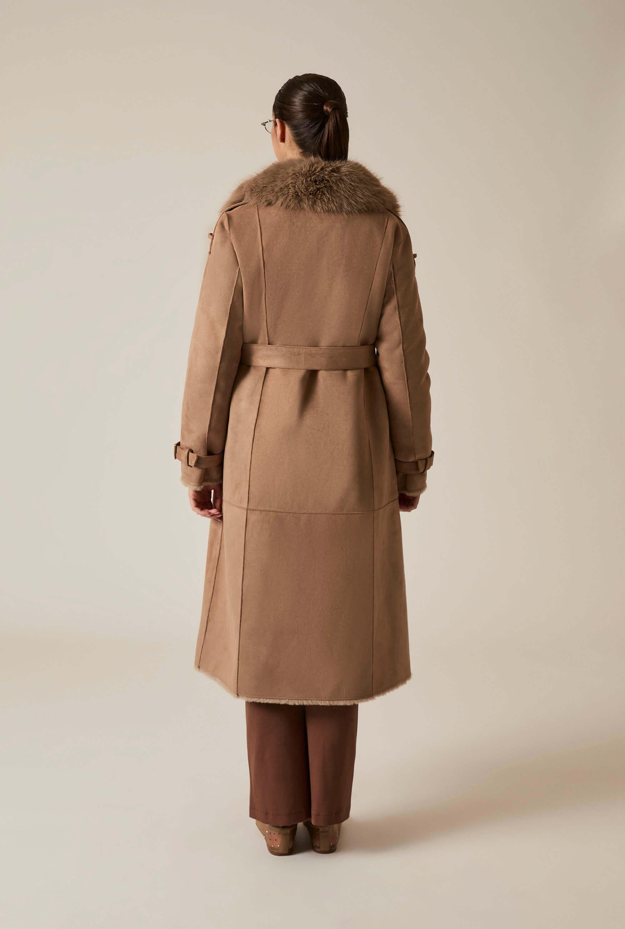 Taupe James Lakeland Faux Fur Coat Bomber Jacket Sheepskin Coat