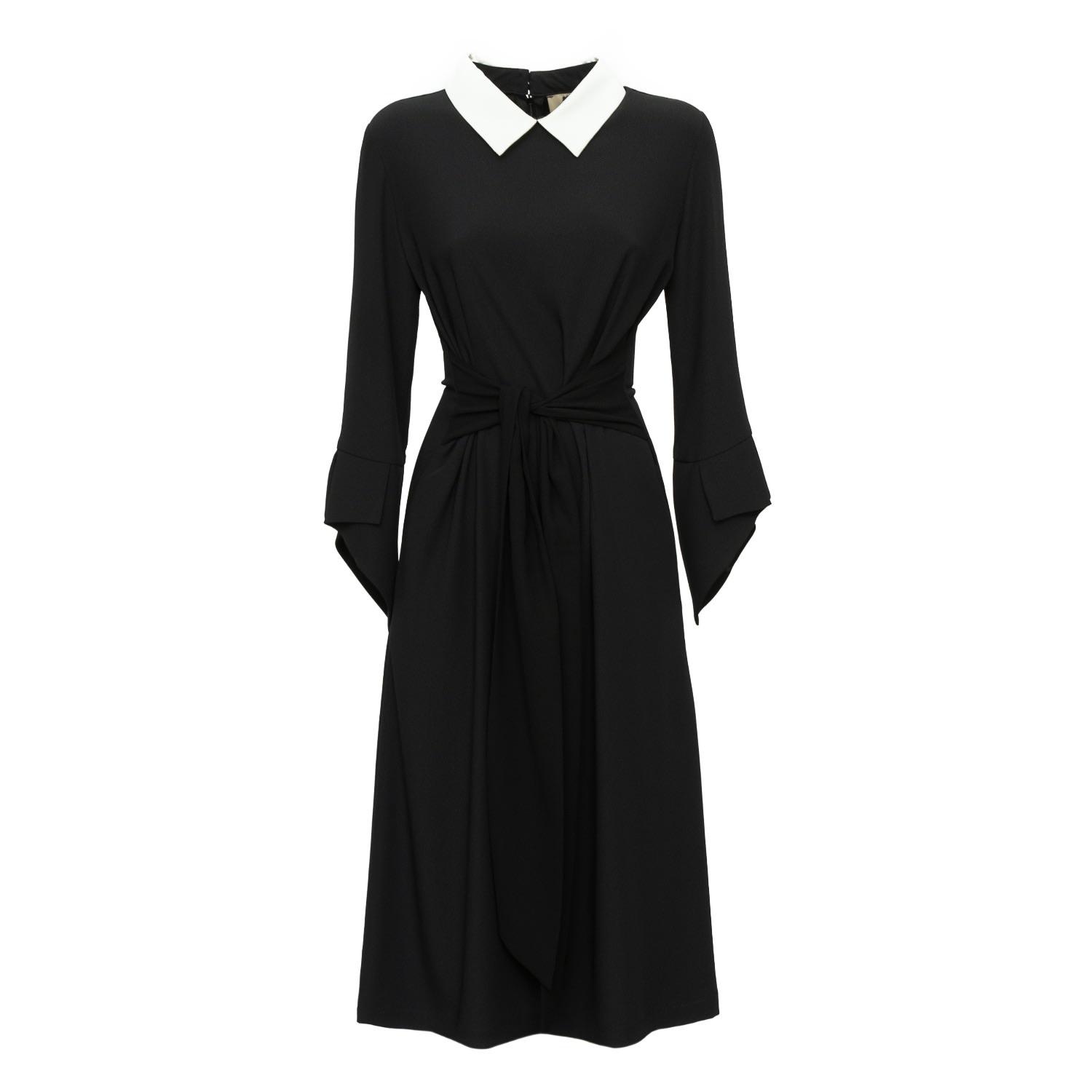 Julia Allert Synthetic Black Aline Designer Midi Dress With Belt Lyst