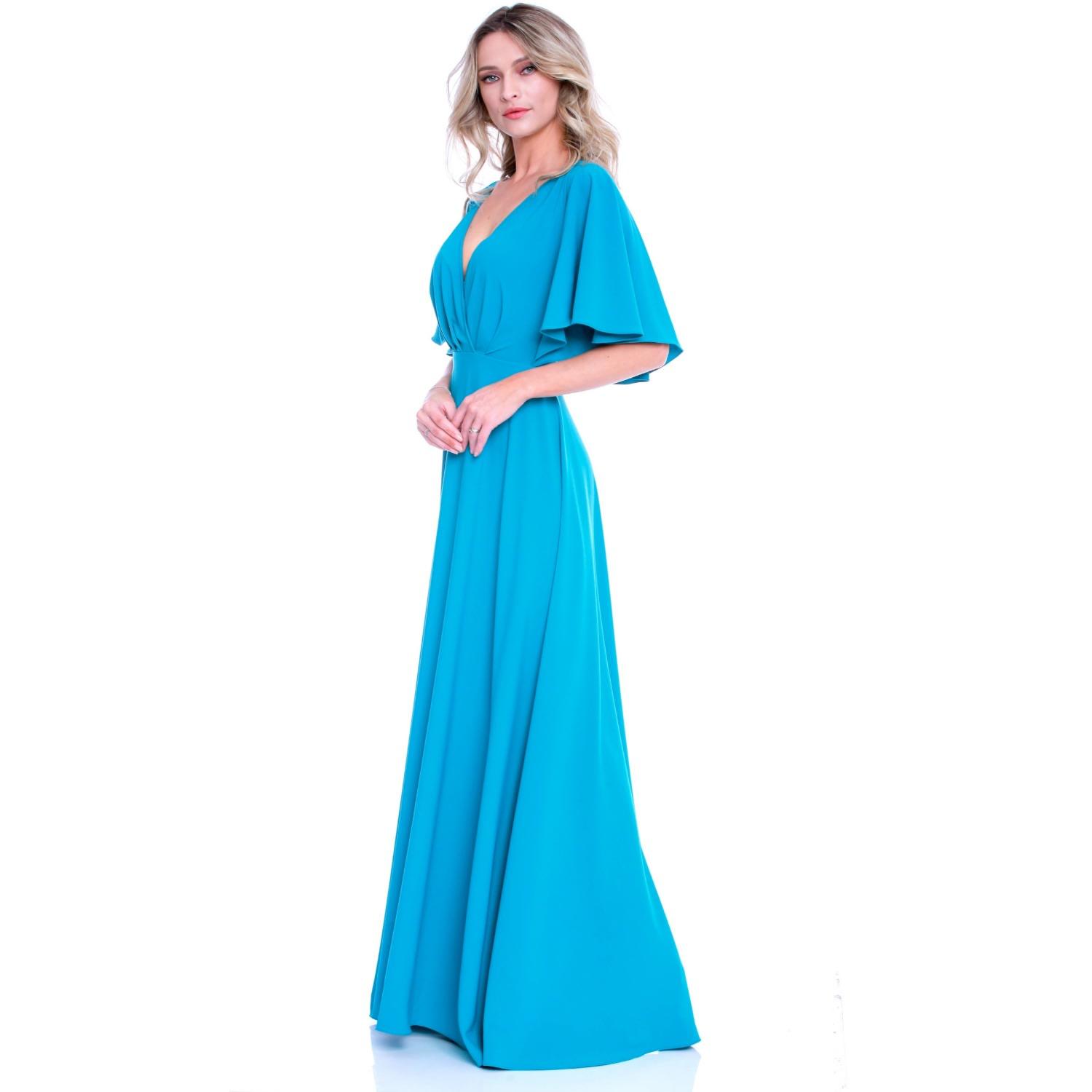 Turquoise long store dress with sleeves