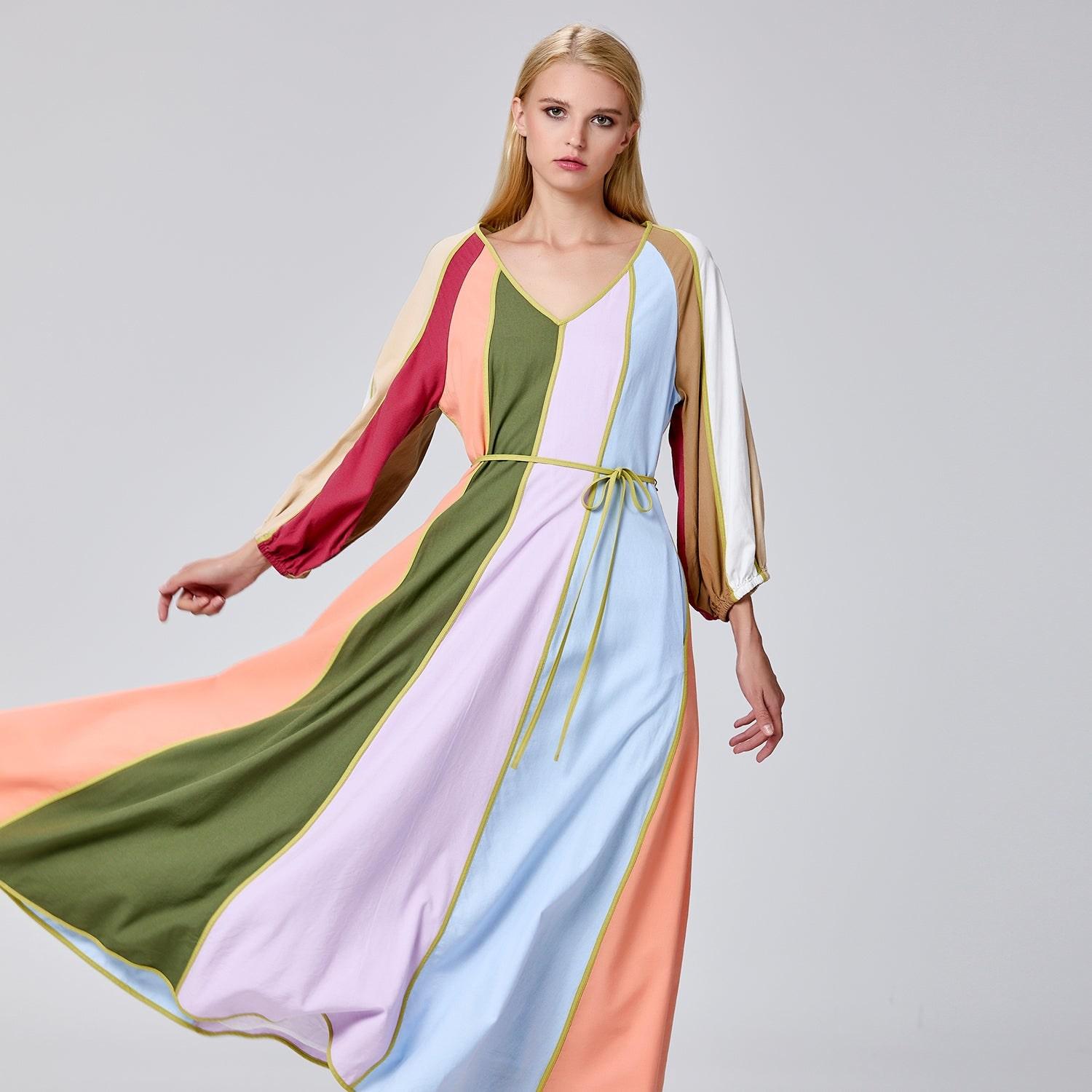 long sleeve colourful dress 1930s Colourful Bias Cut Long Sleeve Lame Dress