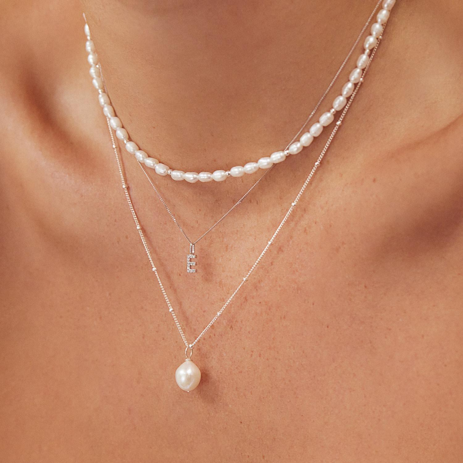 Sterling Silver Large Single Pearl Necklace | Lily & Roo | Wolf & Badger