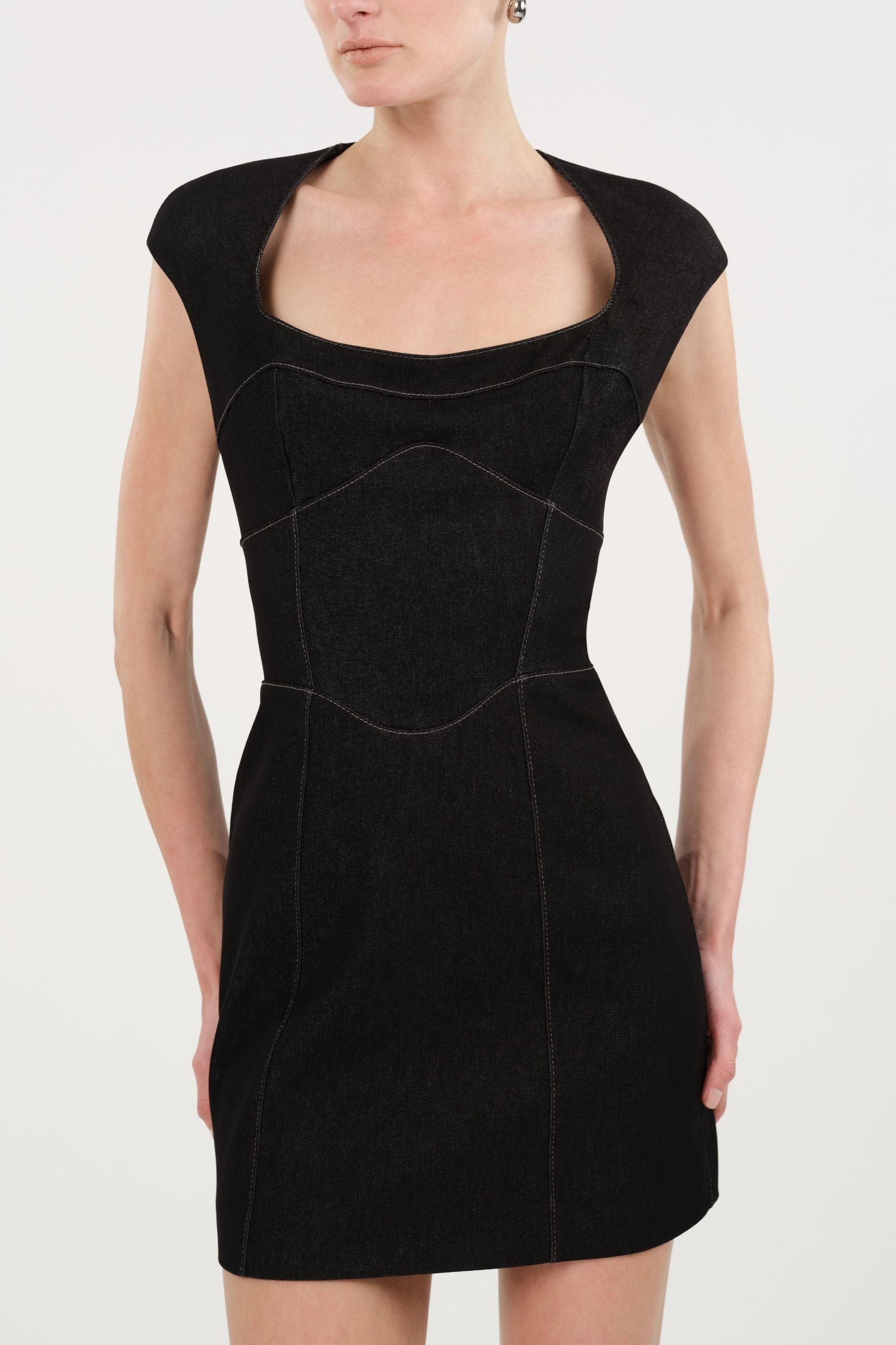 nocturne denim dress Belted Denim Mini Dress Nocturne