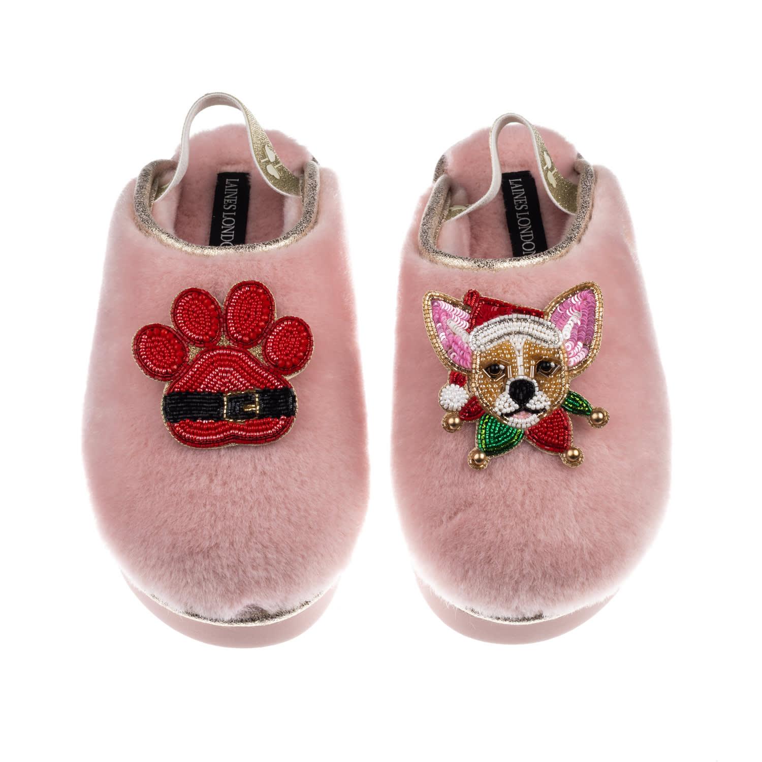 Laines London Flatform Cloud Slippers With Christmas Chihuahua