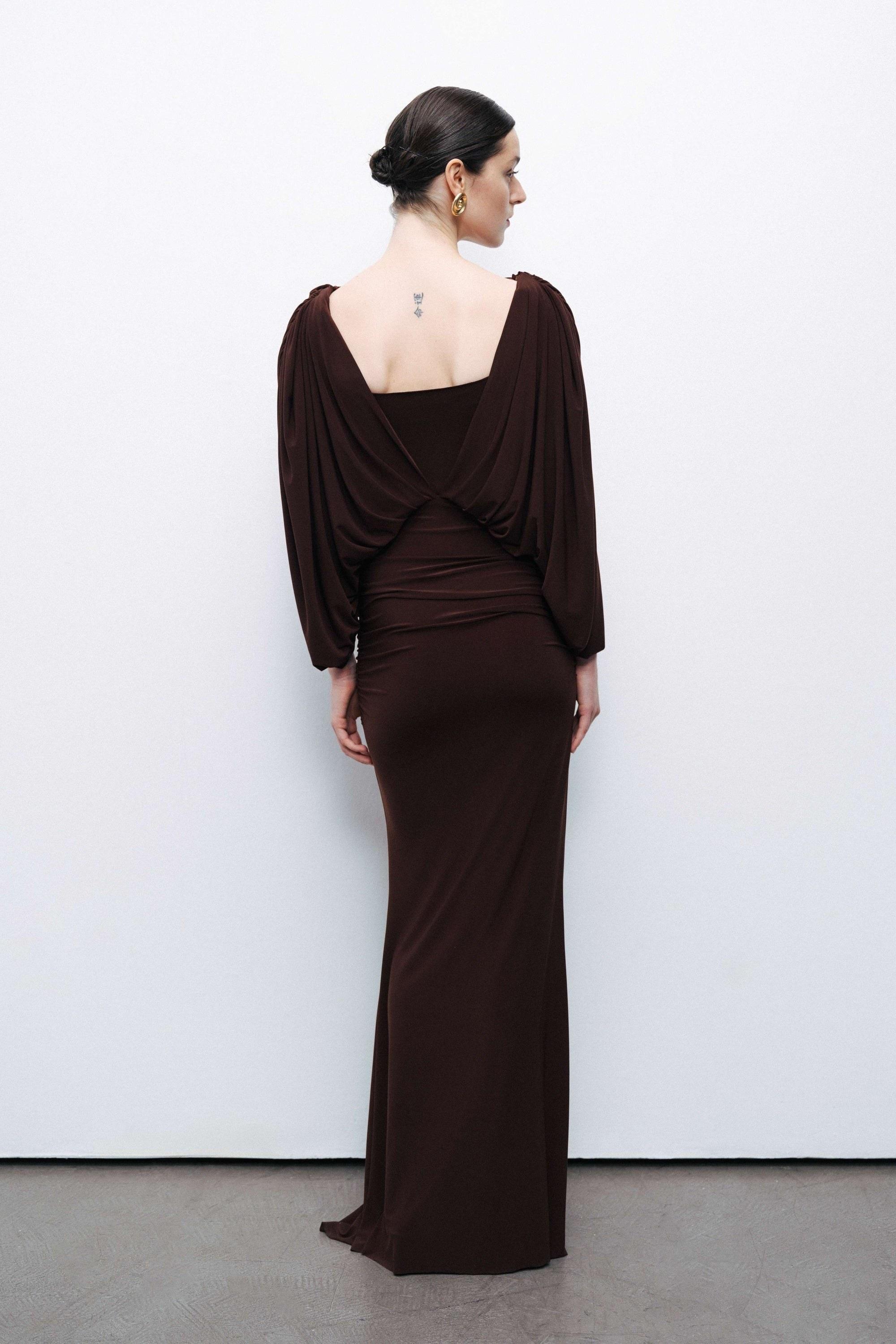 nocturne brown dress Sue Wong Dress Nocturne Beaded/Sequined Chocolate Brown 100% Silk Sz 4