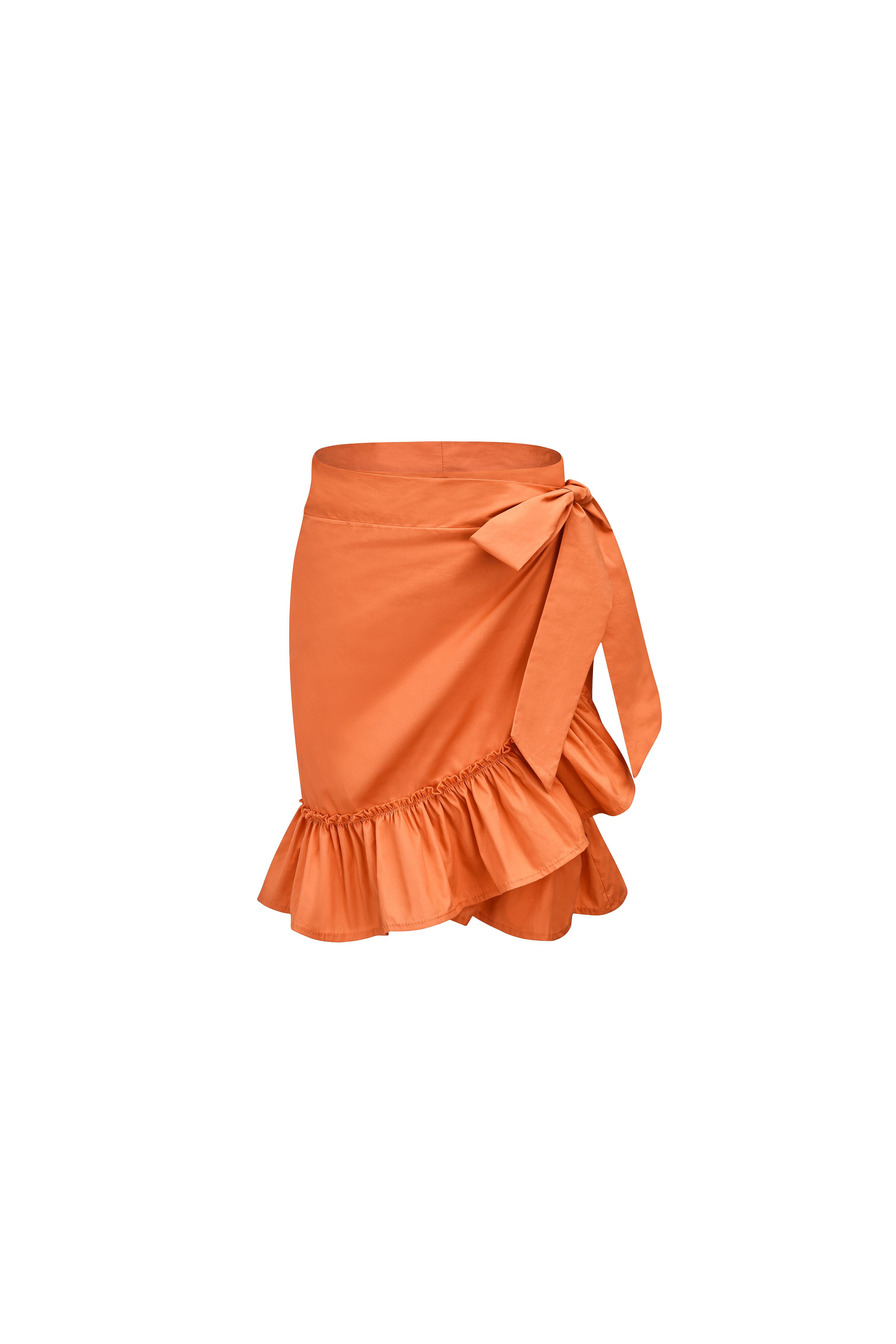 Amy Lynn Stevie Orange Wrap Mini Skirt | Lyst