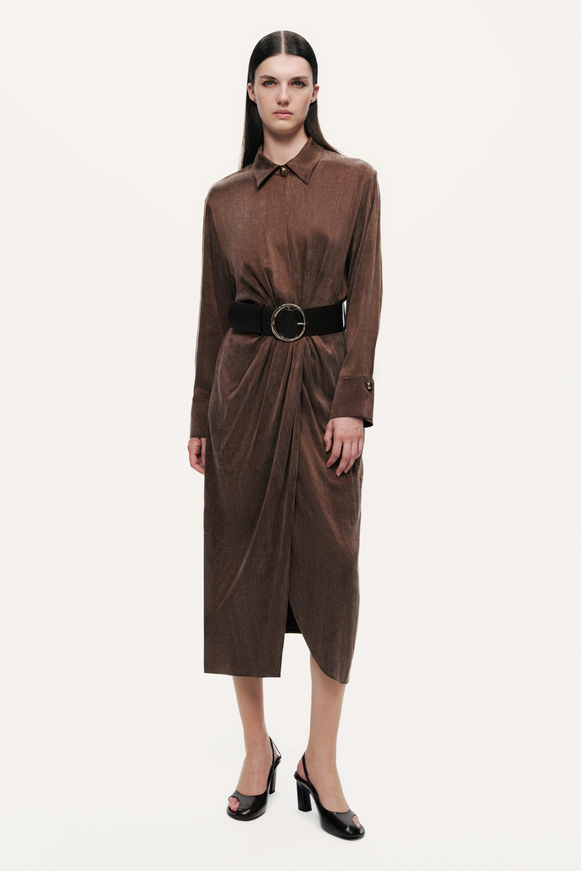 nocturne brown dress Signature Micro Navy Suit Trousers