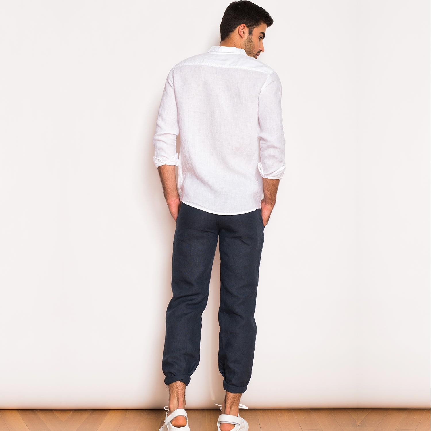 Haris Cotton Leonidas Linen Pants Blue Marine for Men - Lyst