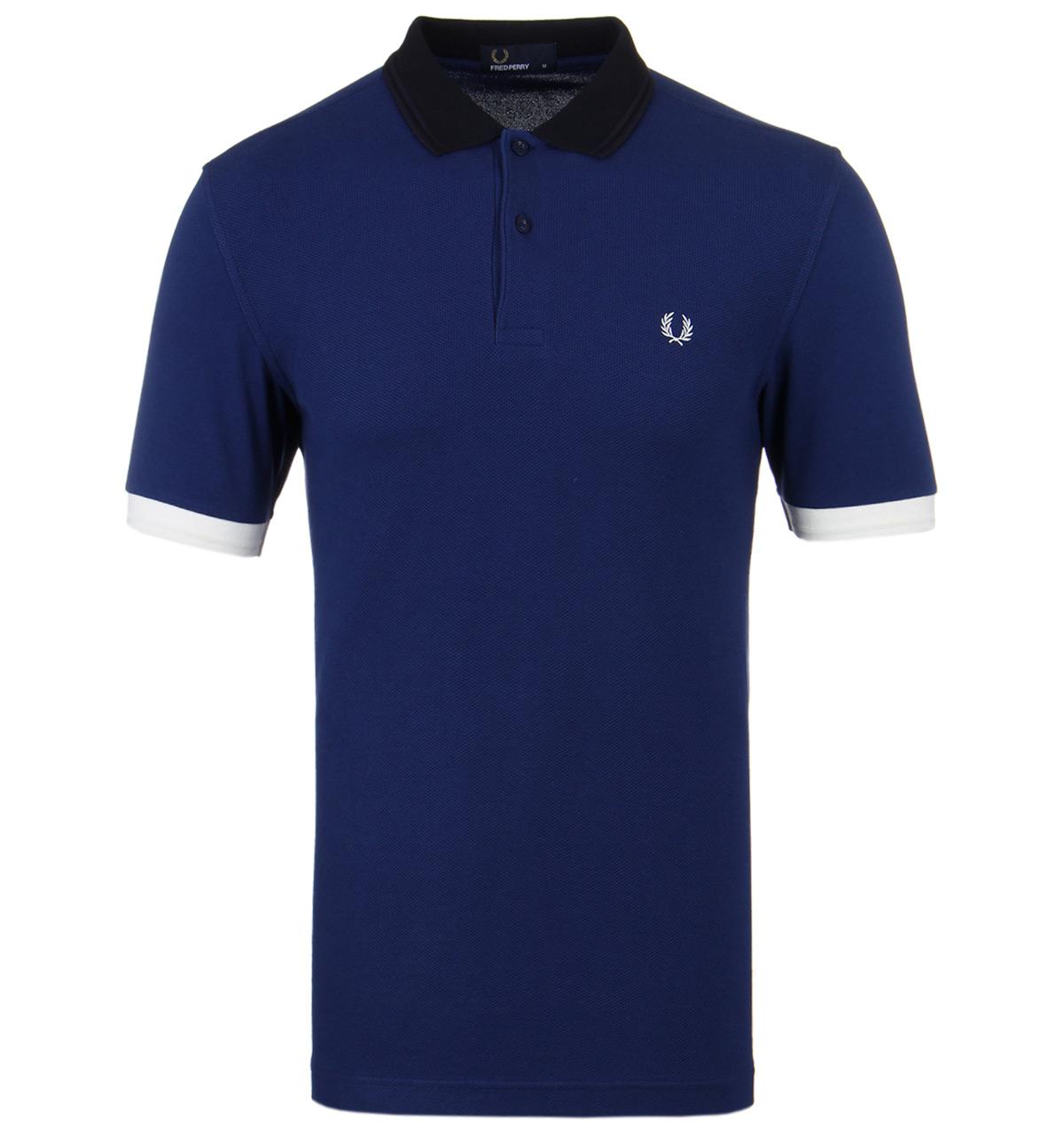 Lyst - Fred Perry Medival Blue Colour Block Pique Polo Shirt in Blue ...