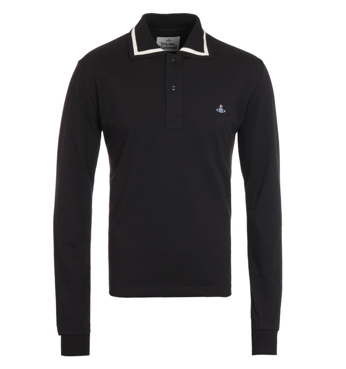 Vivienne Westwood Cotton Tipped Long Sleeve Black Polo Shirt for Men - Lyst