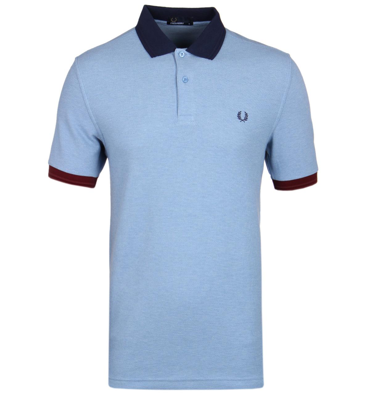 Lyst - Fred Perry Sky Blue Pique Panel Short Sleeve Polo Shirt in Blue ...