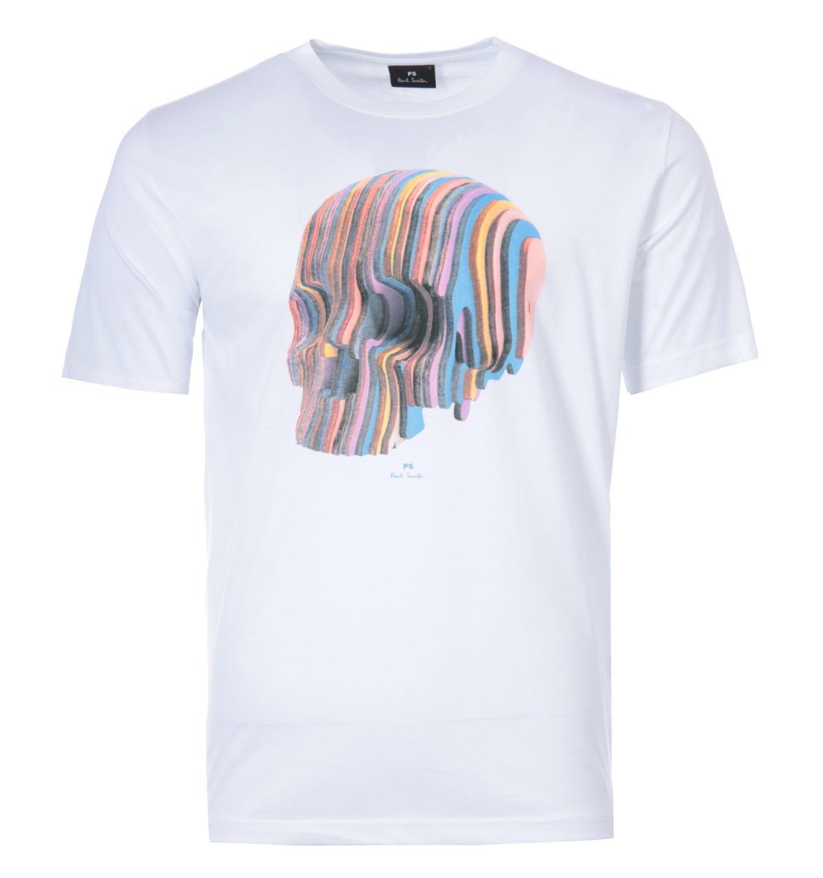 PS by Paul Smith Cotton Broad Stripe Zebra Print T-shirt in White for Men Mens Clothing T-shirts Short sleeve t-shirts 