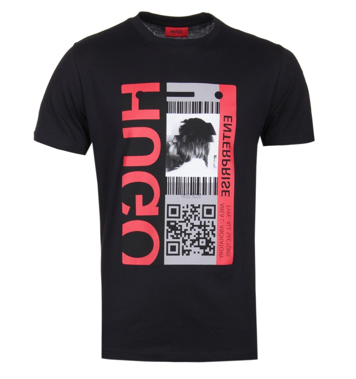 HUGO Cotton Crew Neck Qr Code Graphic T Shirt in Black for Men | Lyst